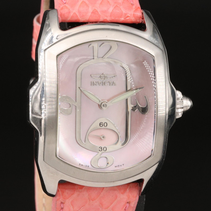 Invicta Lupah Pink Mother of Pearl Dial Stainless Steel Wristwatch