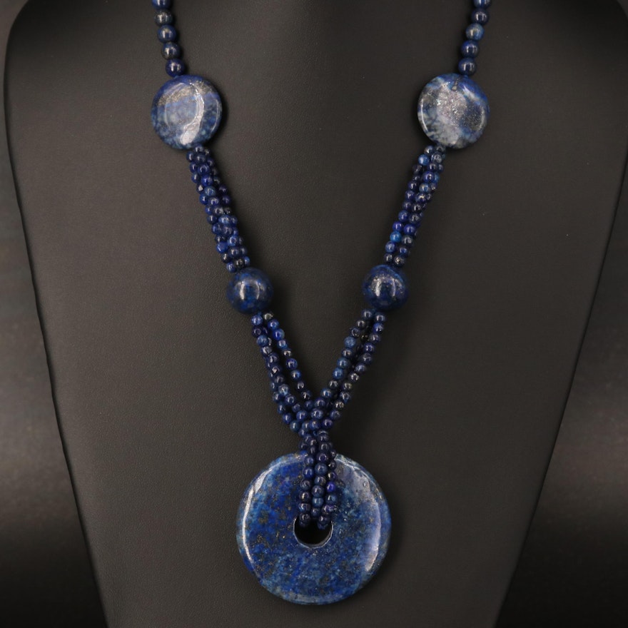 Lapis Lazuli Beaded Station Necklace