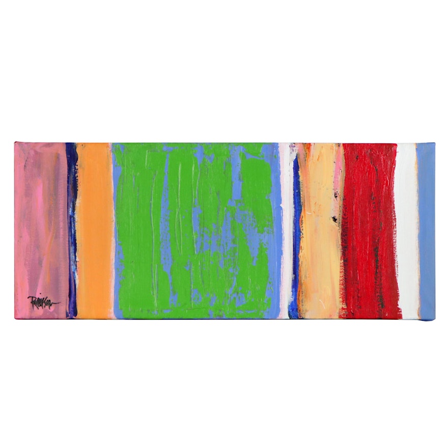 Robbie Kemper Acrylic Painting "Verticals with Blue Green"