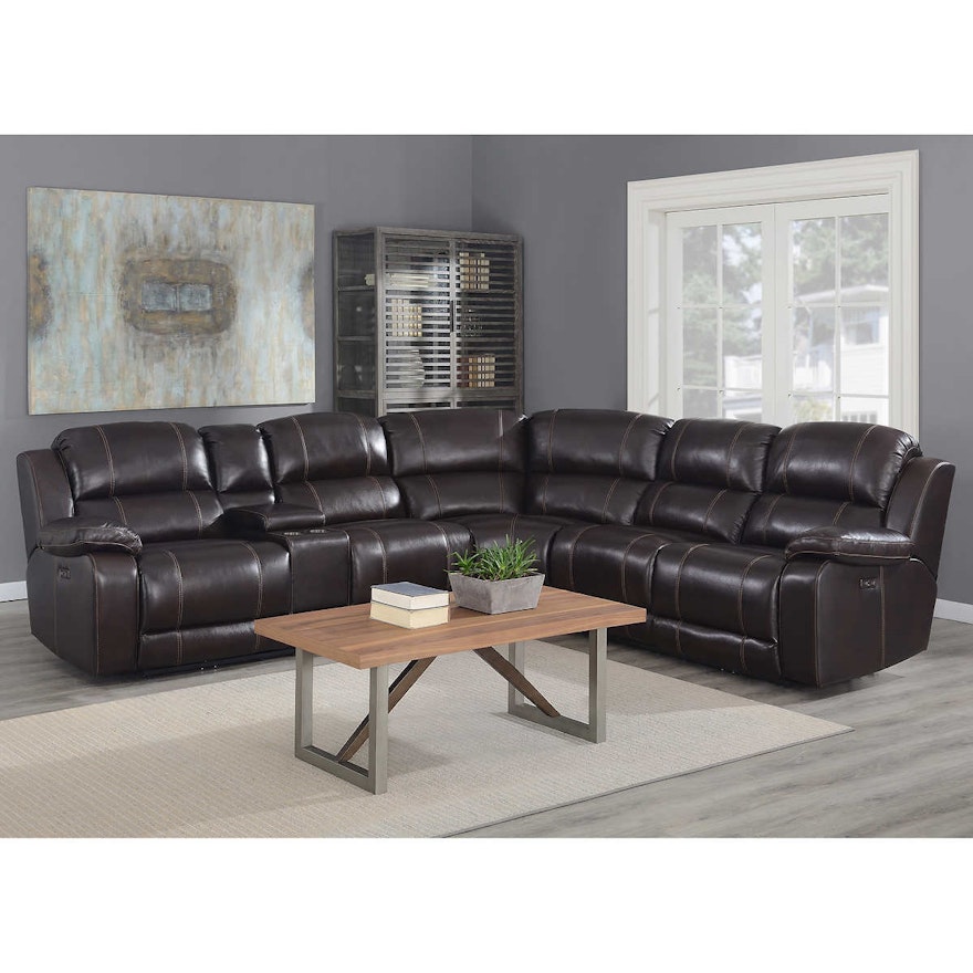 Pulaski "Dunhill" 3-Piece Leather Power Reclining Sectional with Power Headrest
