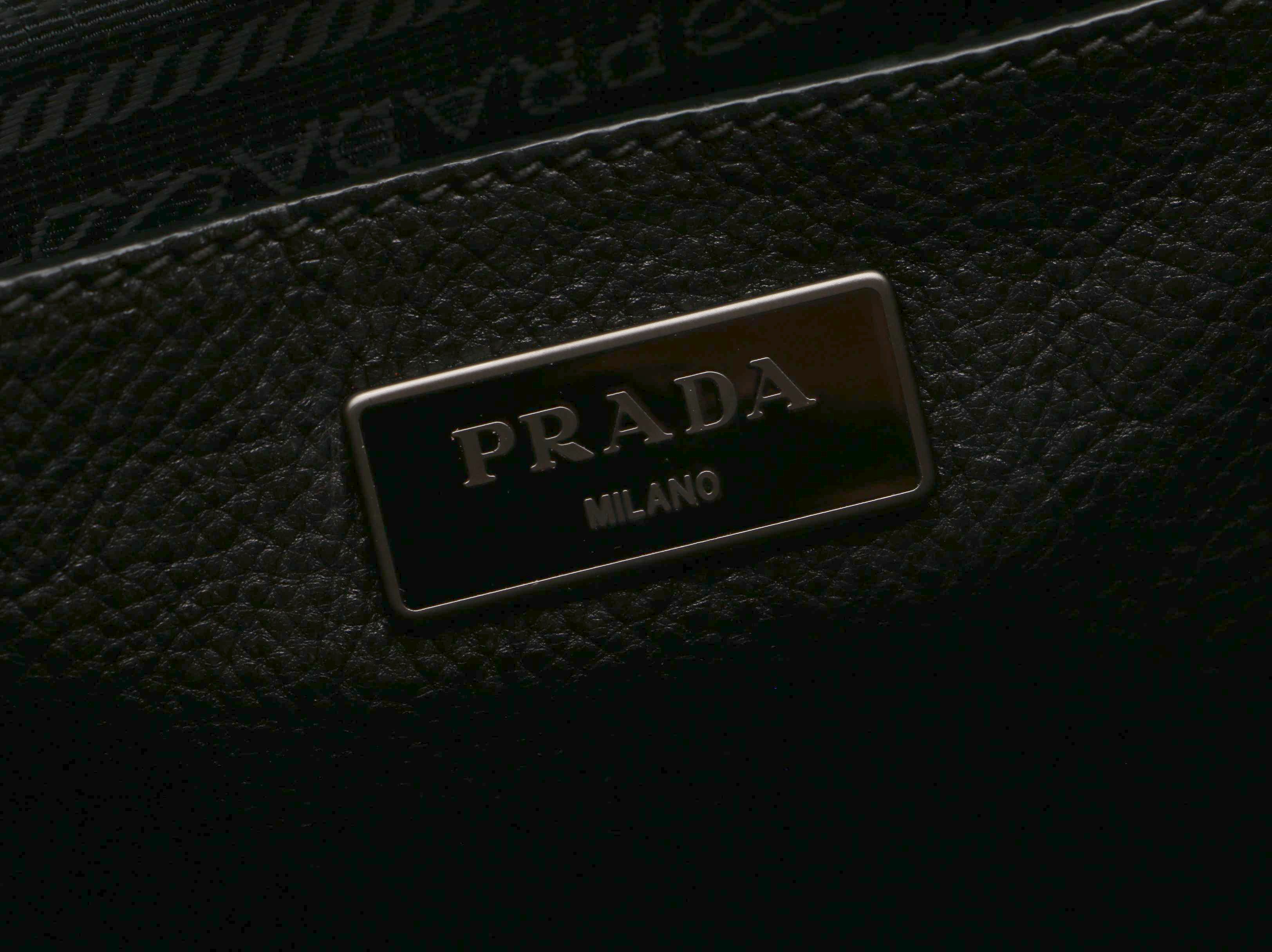 Prada Large Convertible Satchel in Black and Navy Leather