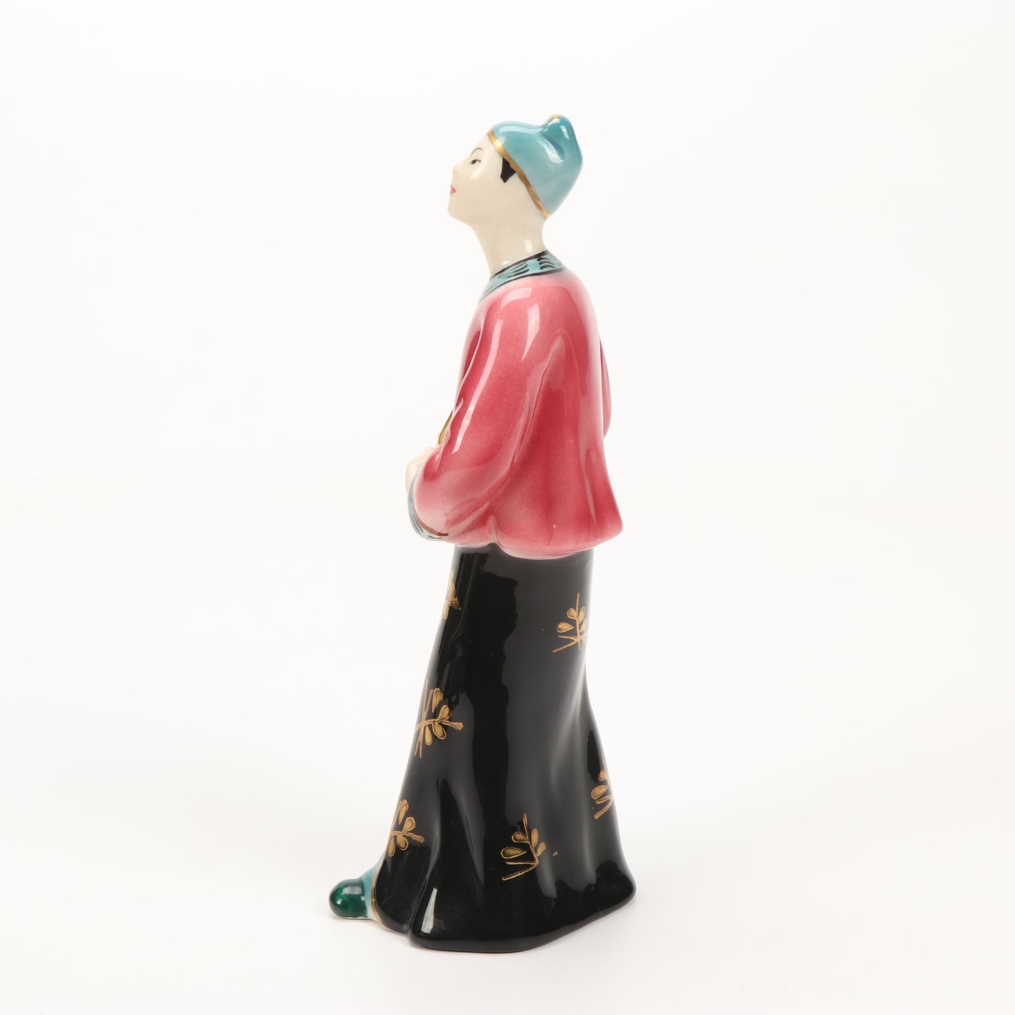 Hand-Painted Goldcrest Chinese Actor and Actress Figurines, Mid-20th Century