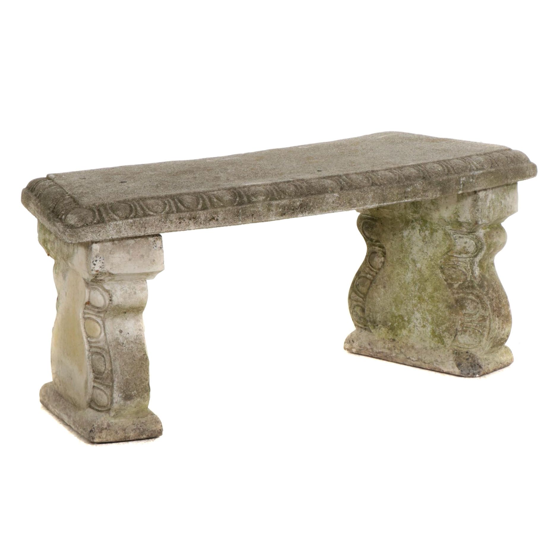 Cast Concrete Curved Garden Bench