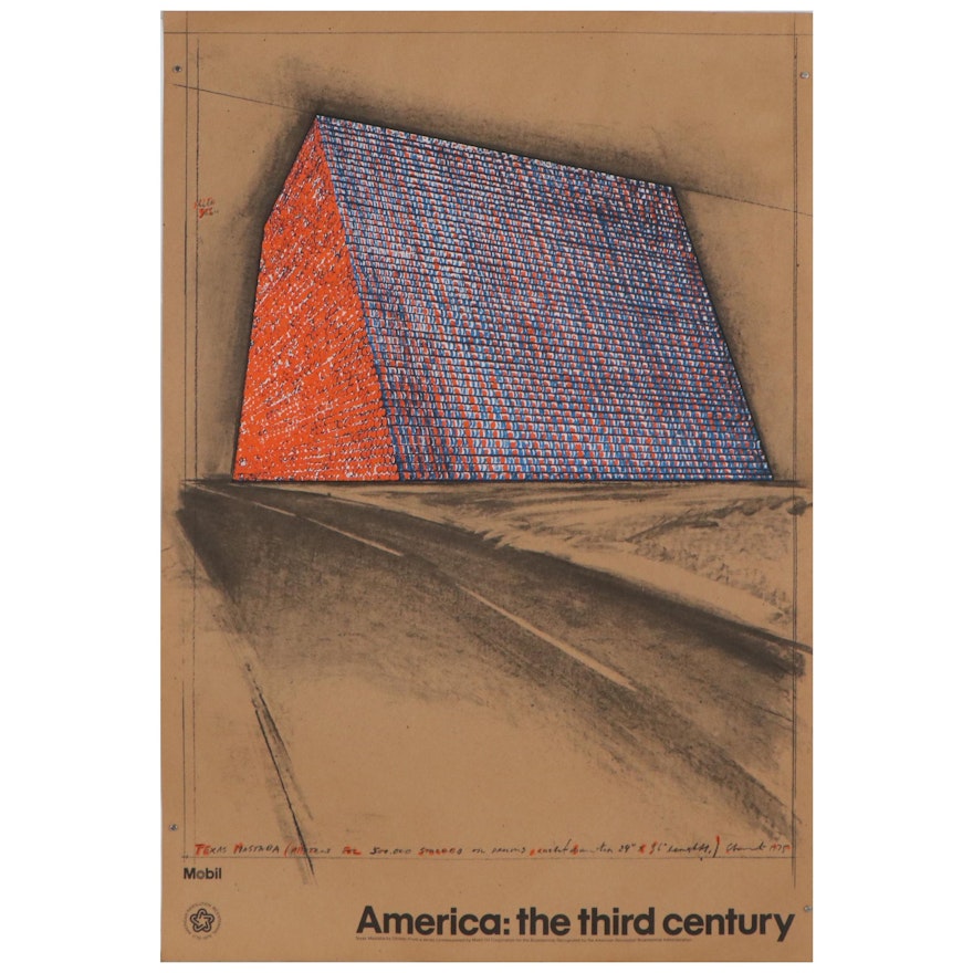 Lithograph With Halftone After Christo Javacheff "Wrapped Oil Barrels"