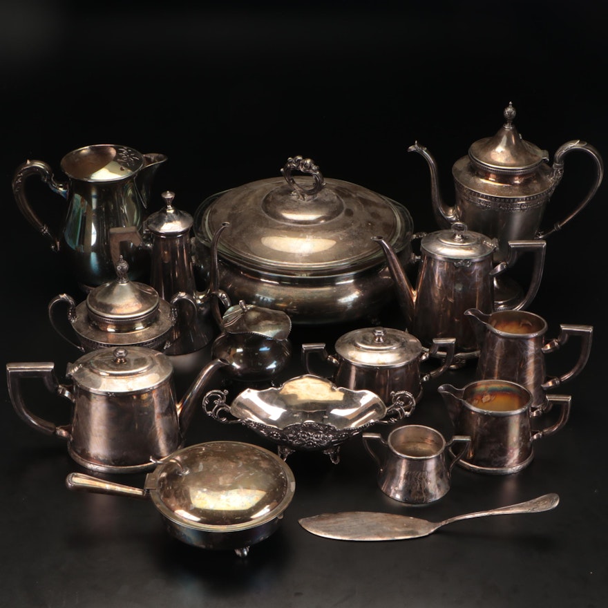 Silver Plate Teapots, Pitchers, and Service Accessories