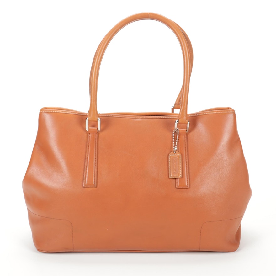 Coach Hamptons Tan Leather Satchel with Matching Zip Pouch