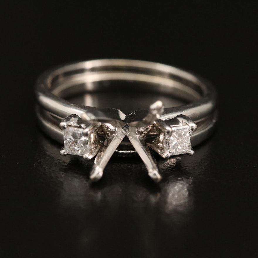 14K Open-Mount Solitaire Ring and Diamond Enhancer Band