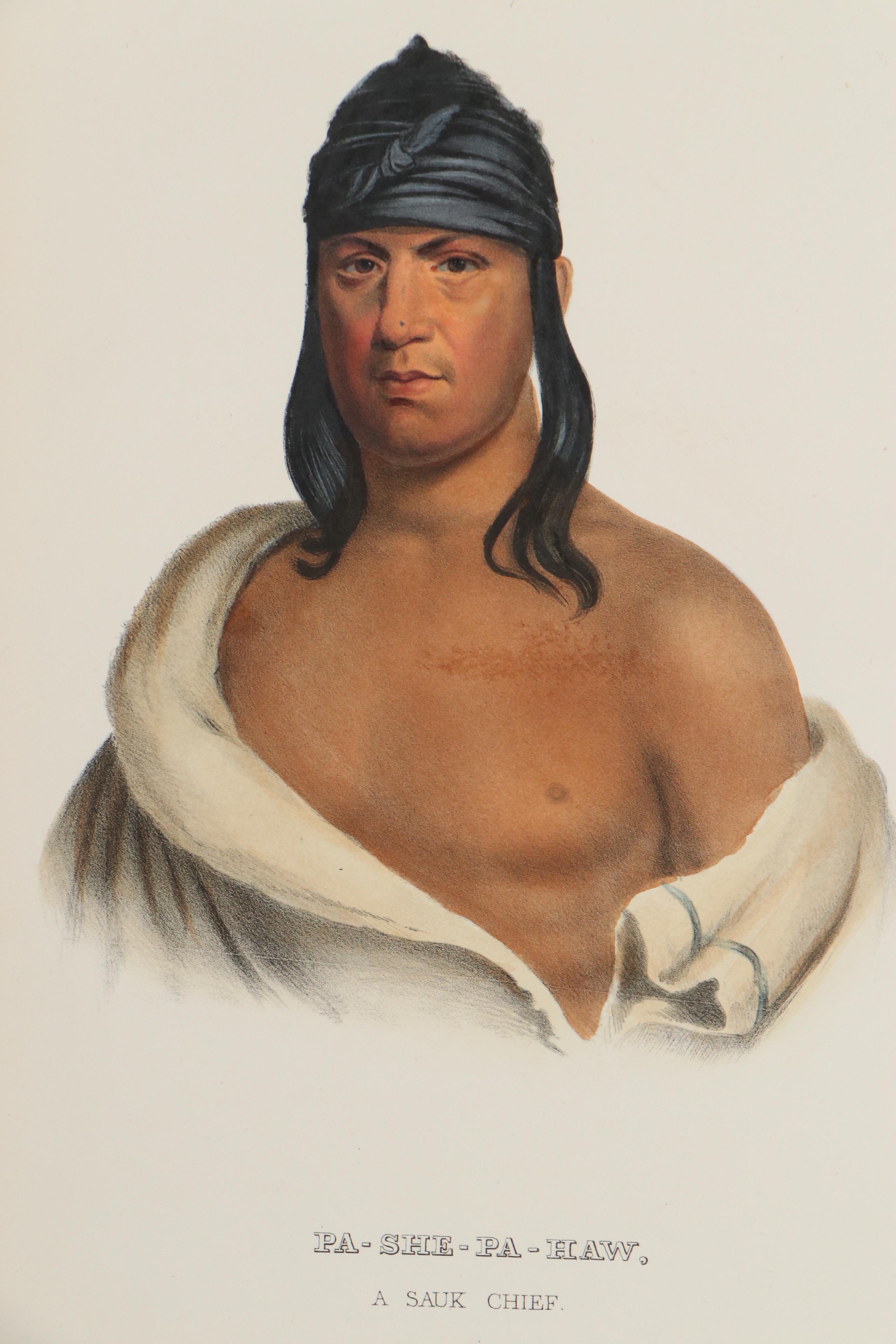 J.T. Bowen Hand-Colored Lithograph Bookplates of Native Americans, 19th Century