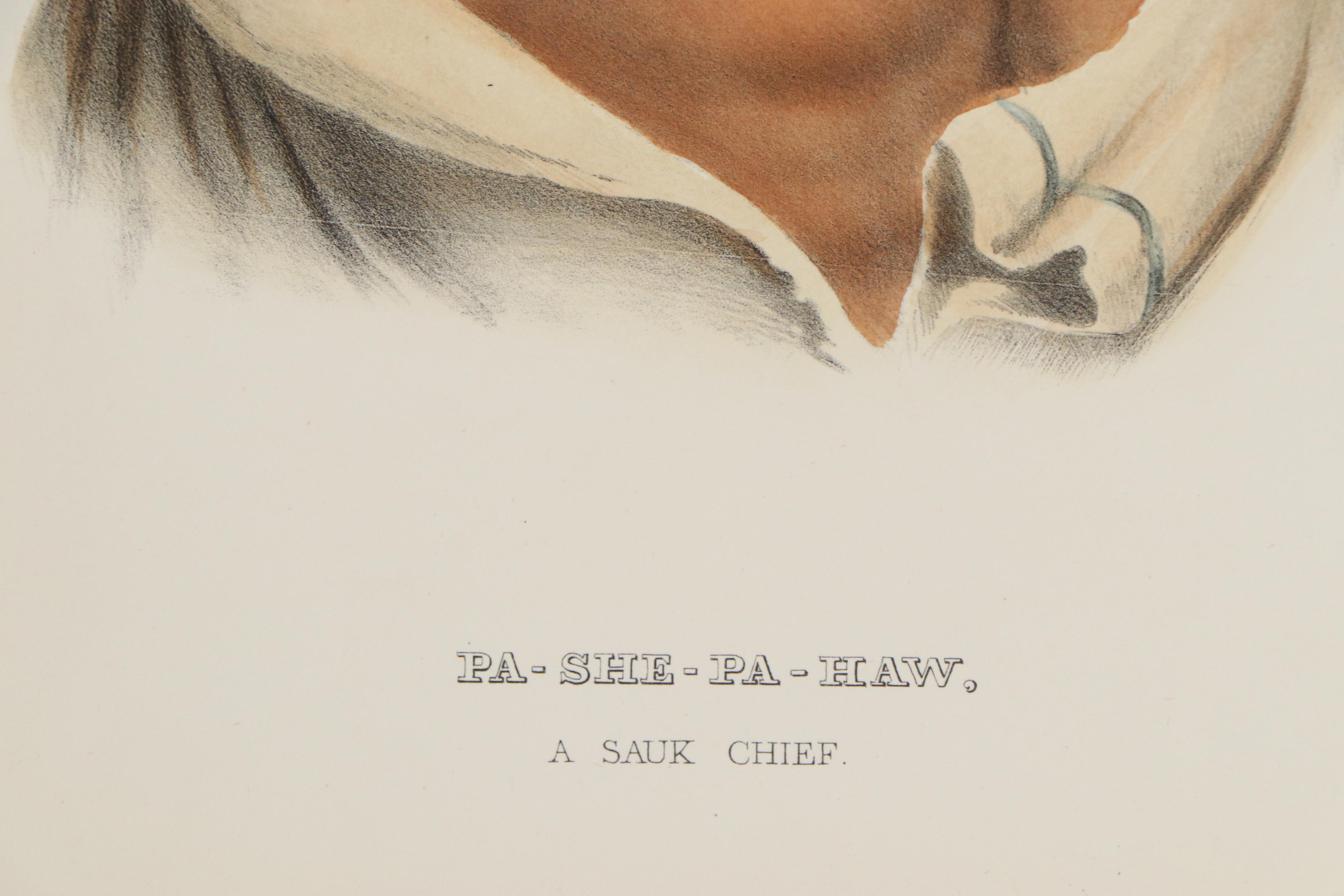 J.T. Bowen Hand-Colored Lithograph Bookplates of Native Americans, 19th Century