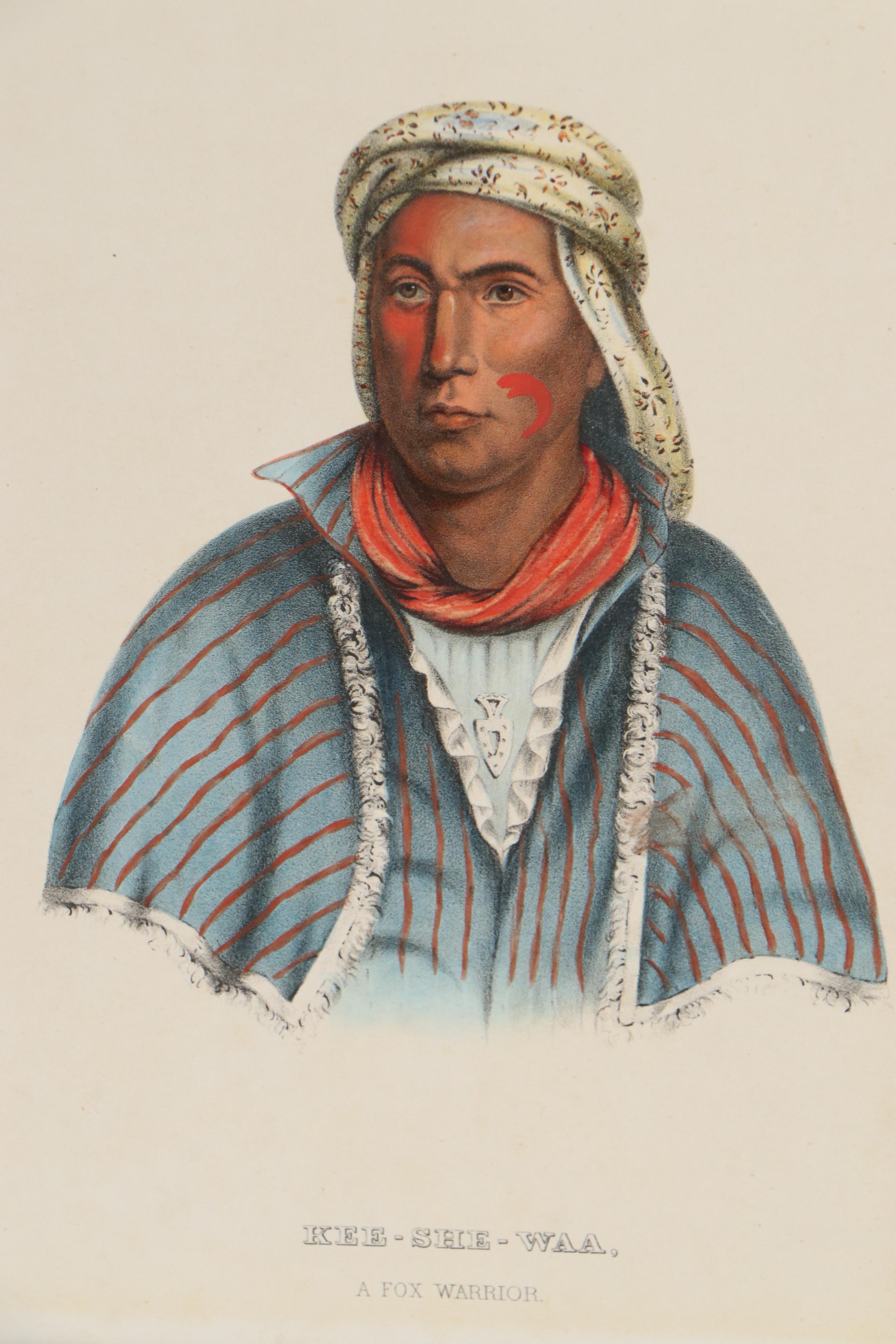J.T. Bowen Hand-Colored Lithograph Bookplates of Native Americans, 19th Century
