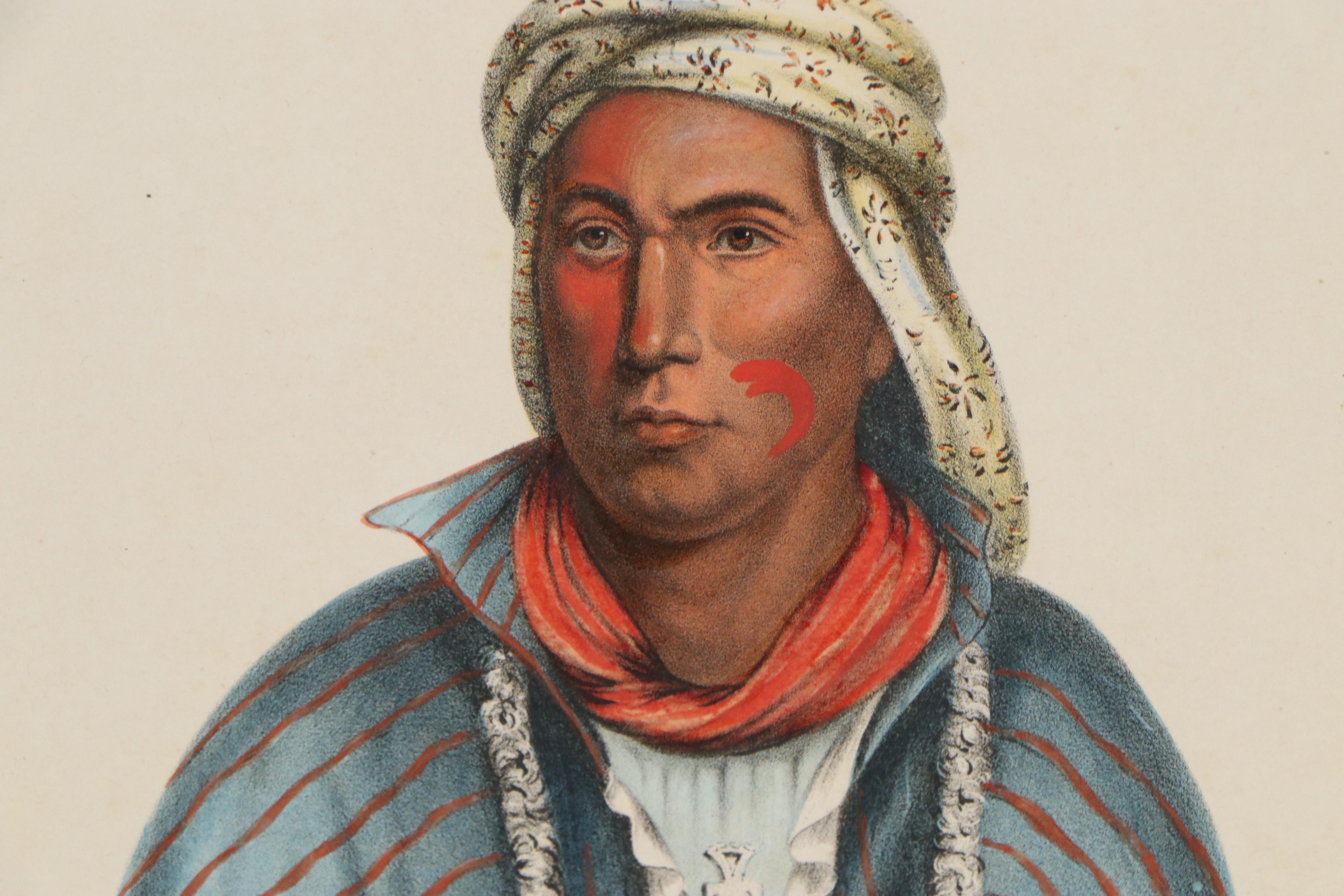 J.T. Bowen Hand-Colored Lithograph Bookplates of Native Americans, 19th Century