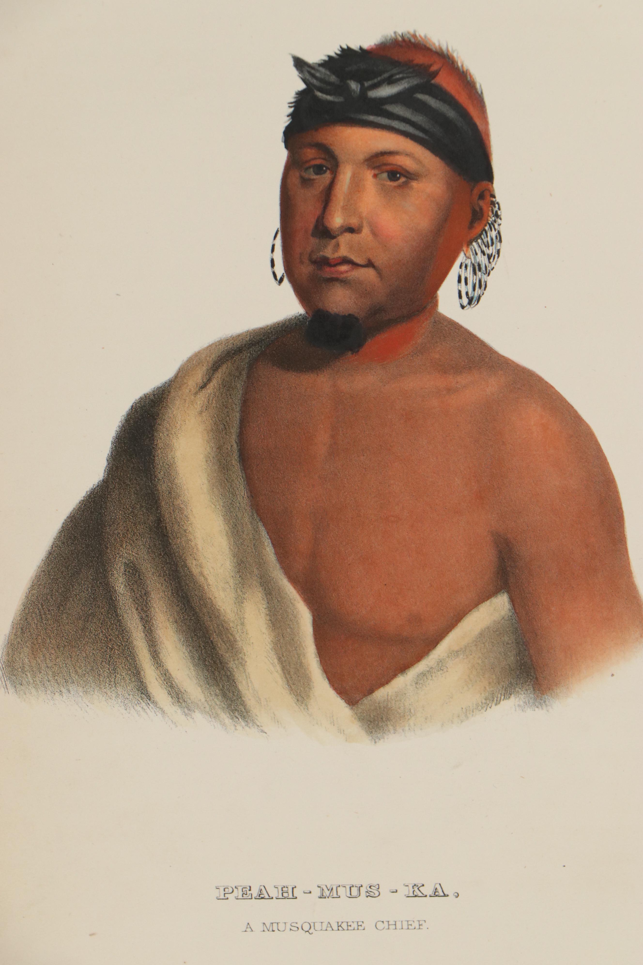 J.T. Bowen Hand-Colored Lithograph Bookplates of Native Americans, 19th Century