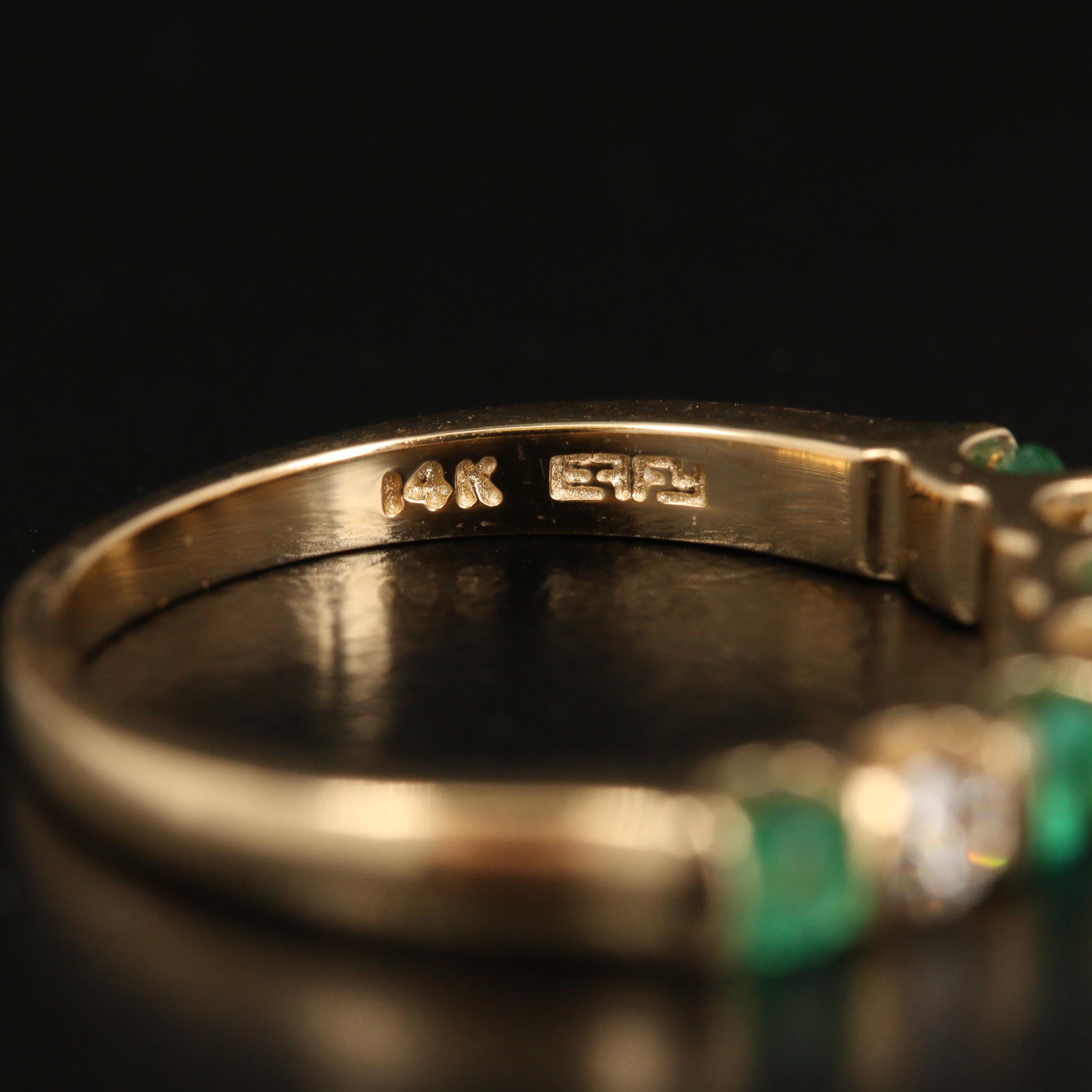 14K YELLOW GOLD DIAMOND, NATURAL EMERALD RING