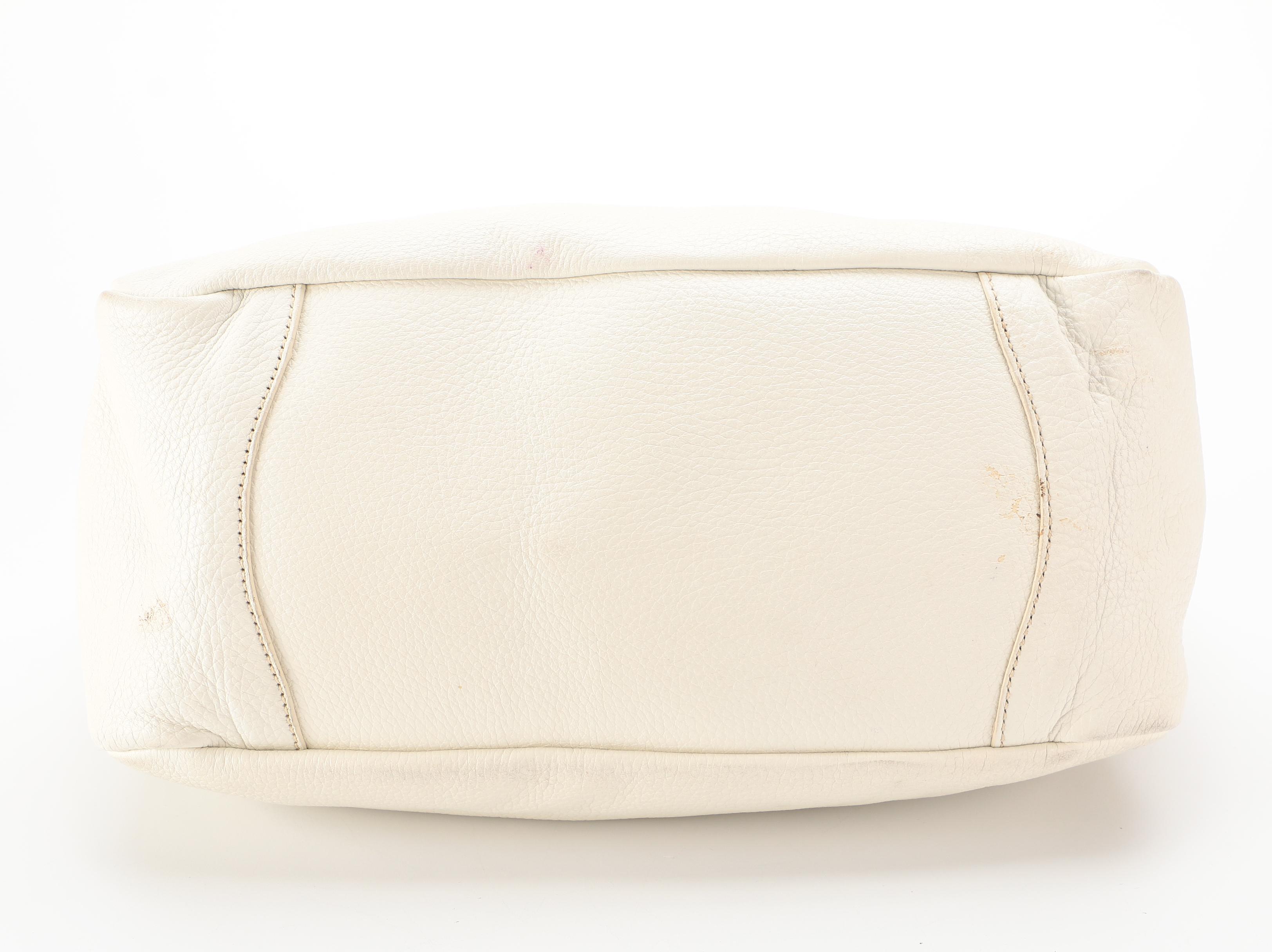 Prada Shoulder Bag in White Pebbled Deerskin Leather