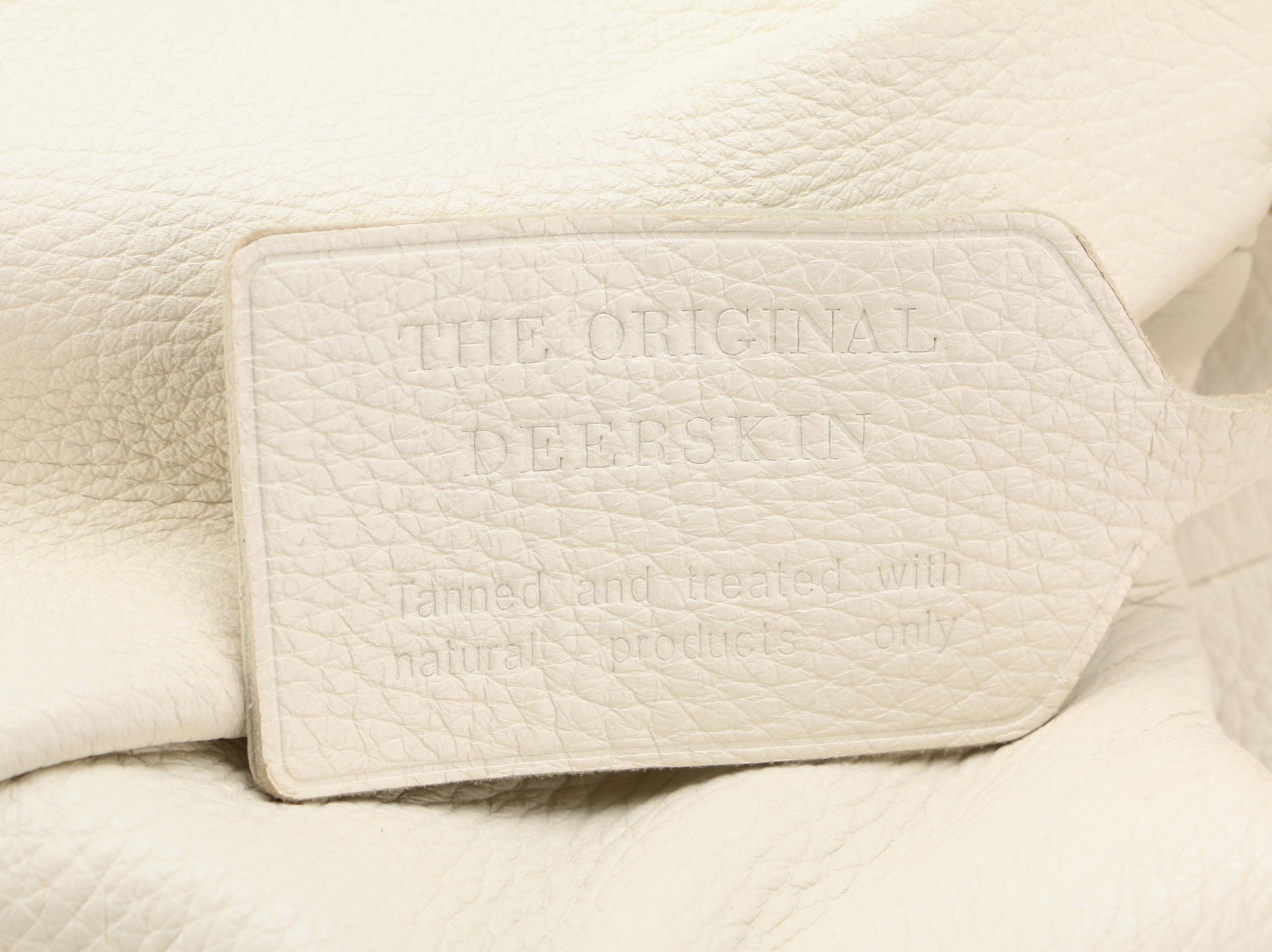 Prada Shoulder Bag in White Pebbled Deerskin Leather