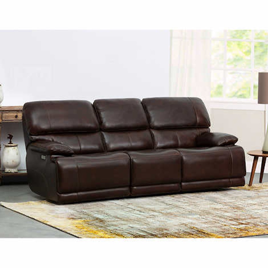 Simon Li "Aleena" Leather Power Reclining Sofa with Power Headrest