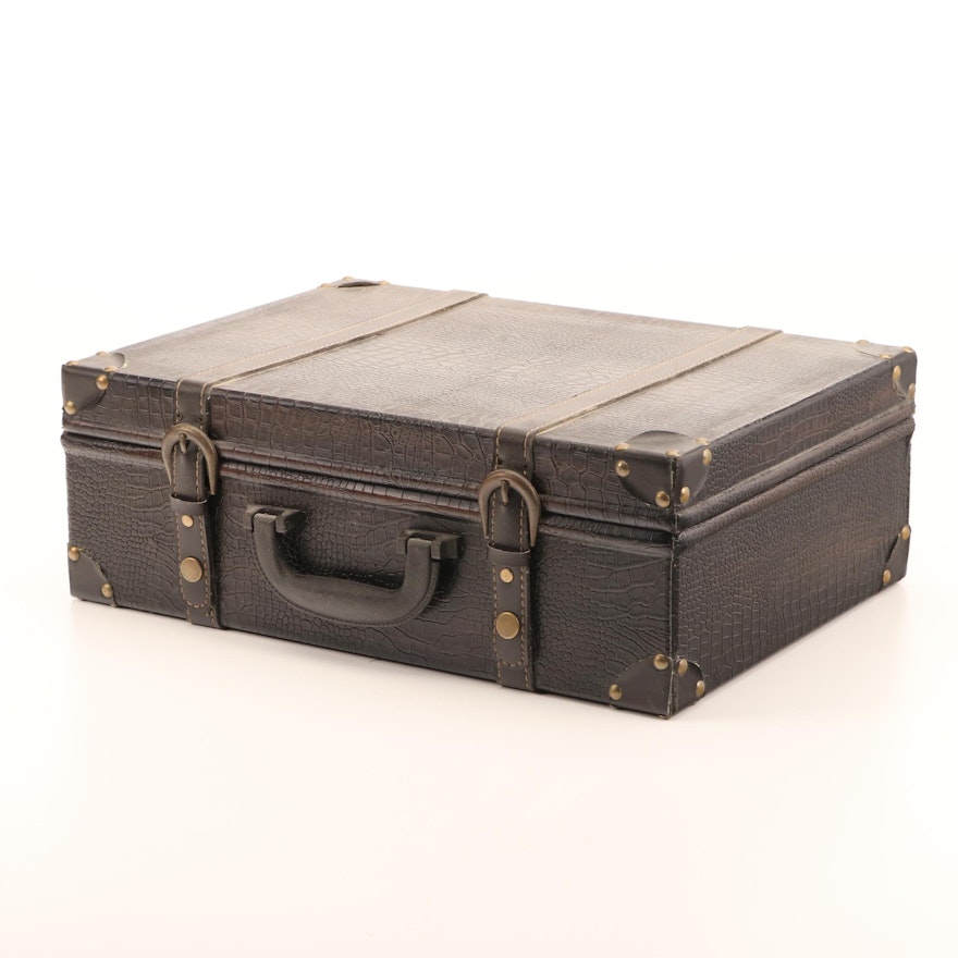 Faux Alligator Suitcase-Shaped Box