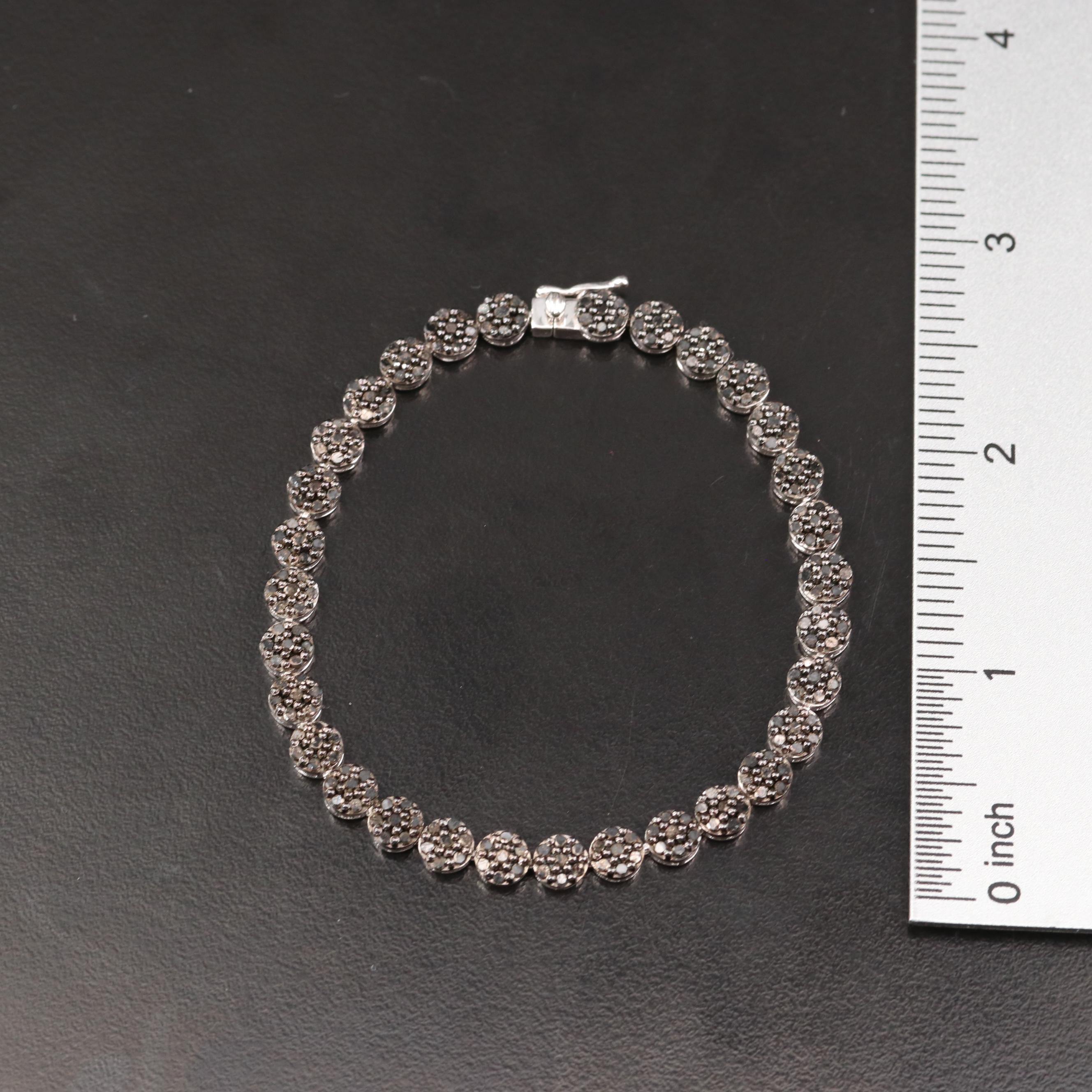 Sterling Silver 3.15 CTW Black Diamond Bracelet