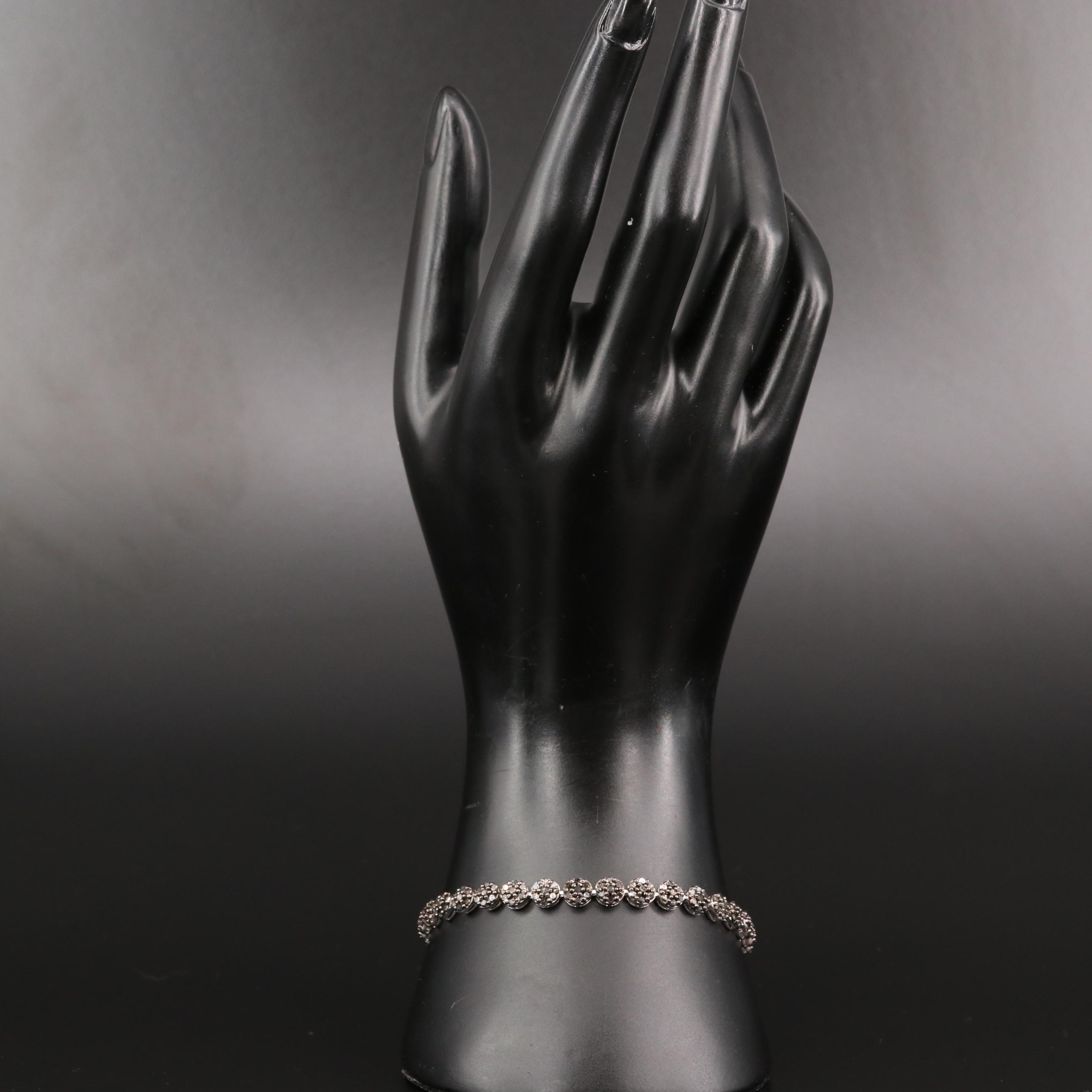 Sterling Silver 3.15 CTW Black Diamond Bracelet