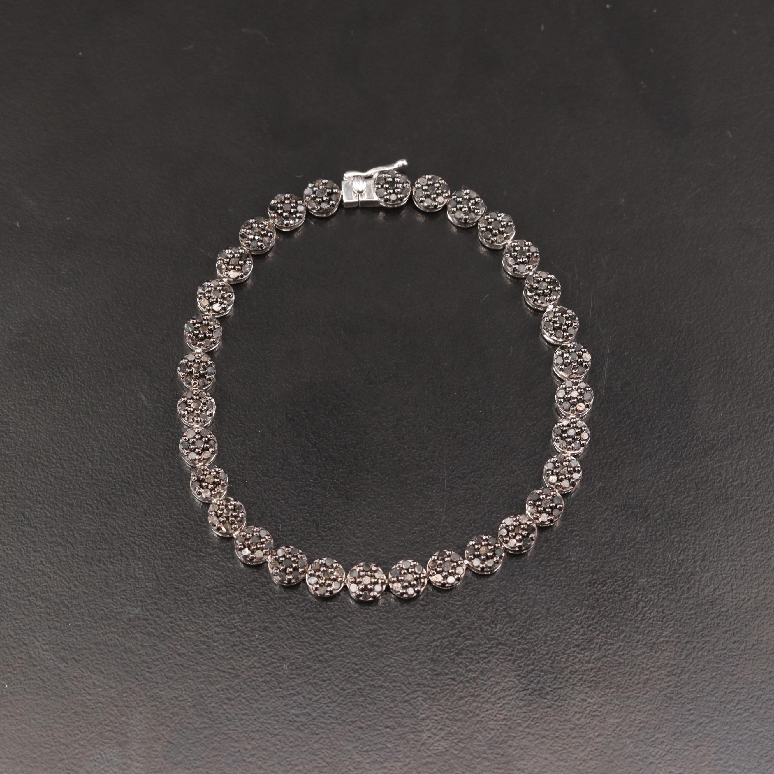 Sterling Silver 3.15 CTW Black Diamond Bracelet