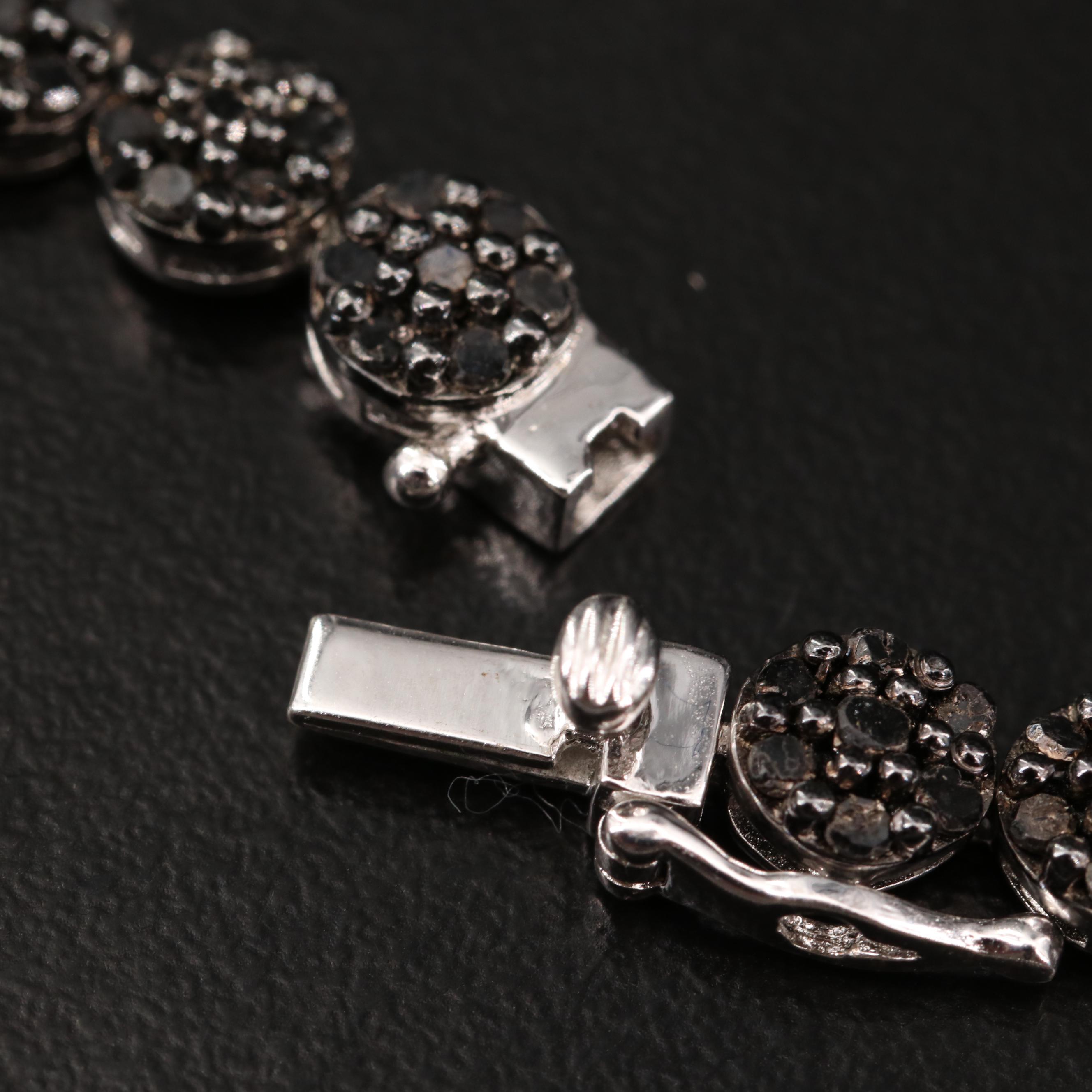 Sterling Silver 3.15 CTW Black Diamond Bracelet