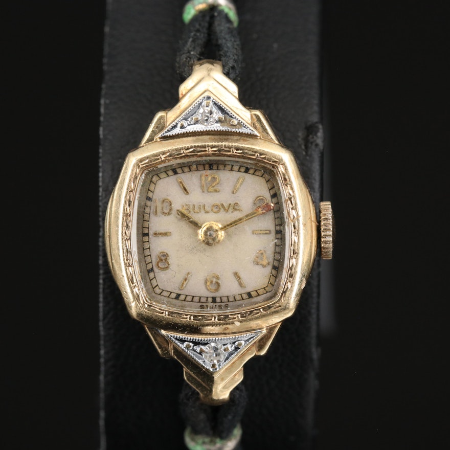 14K Bulova Diamond Wristwatch