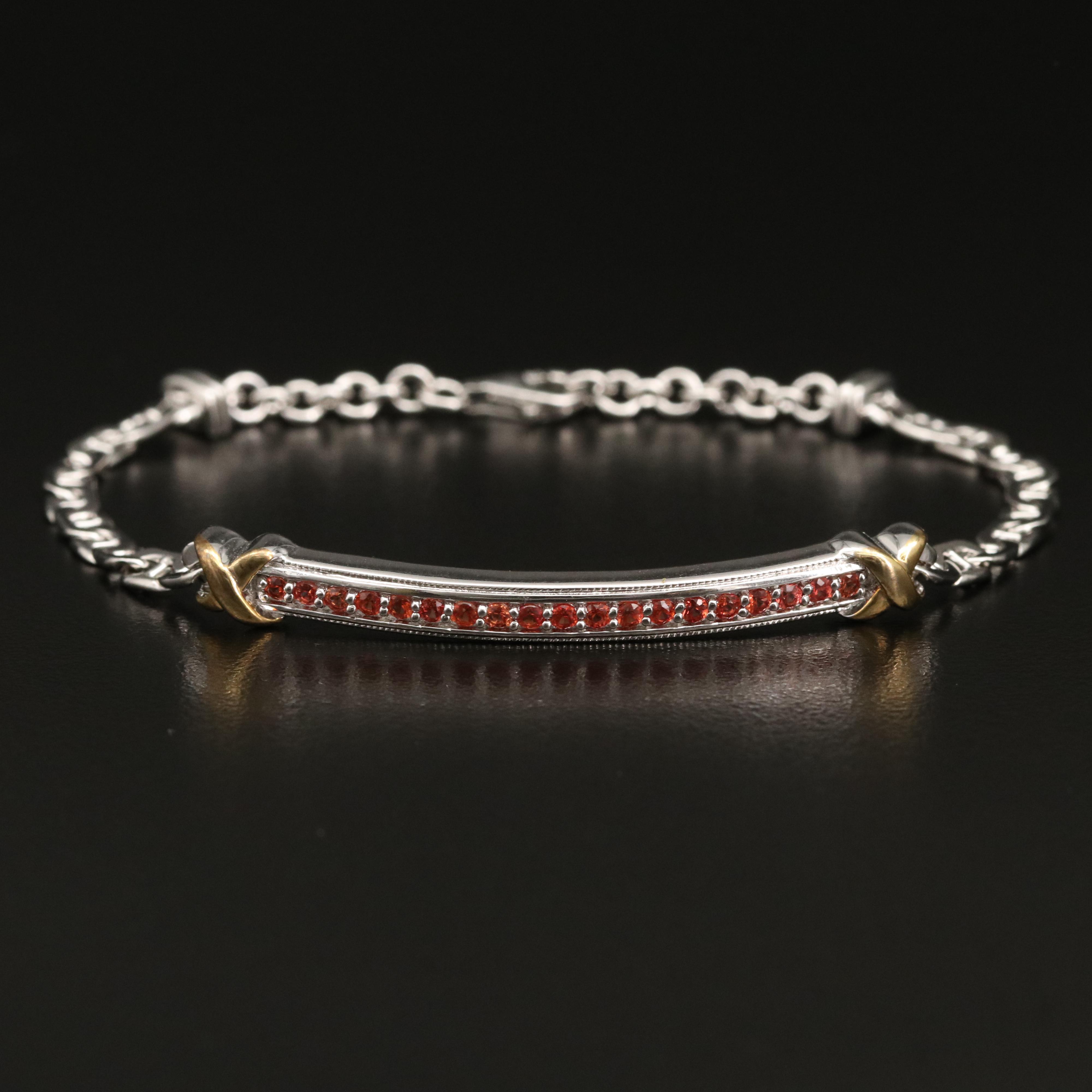 Sterling Sapphire and Mariner Link Bracelet