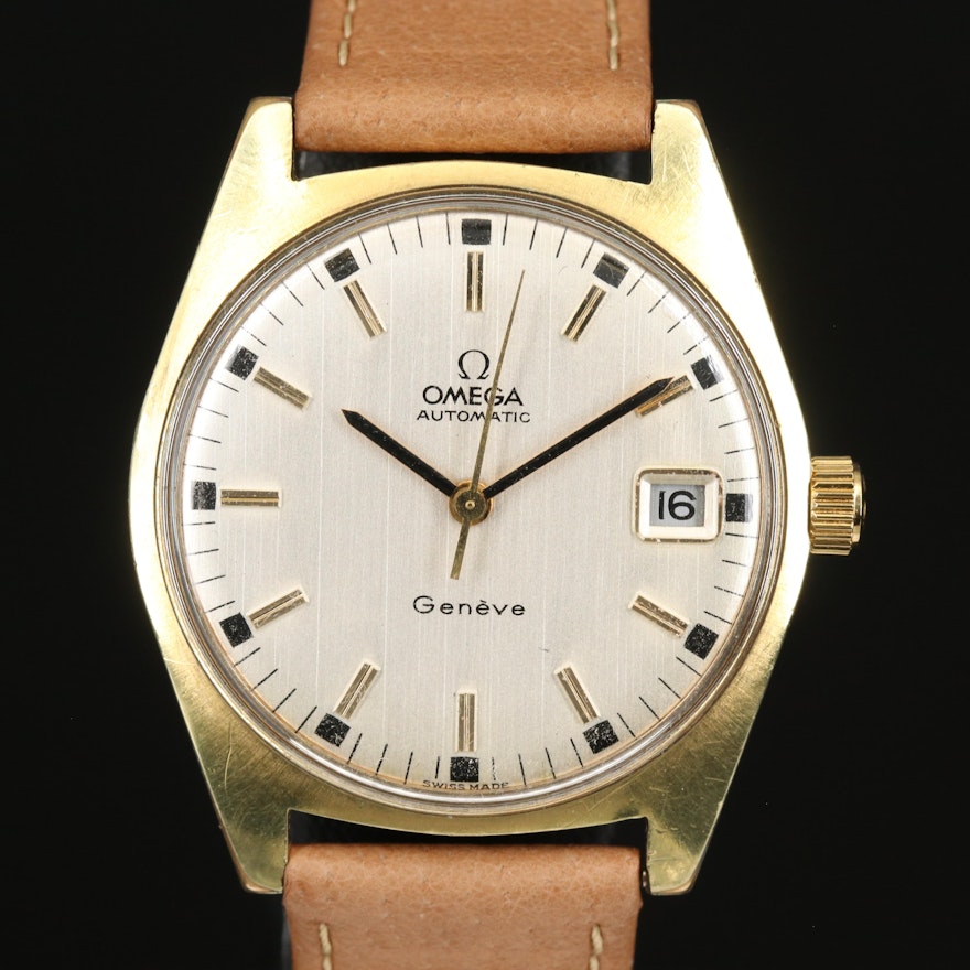 1971 Omega Geneve Gold Plated Stainless Steel Automatic Wristwatch