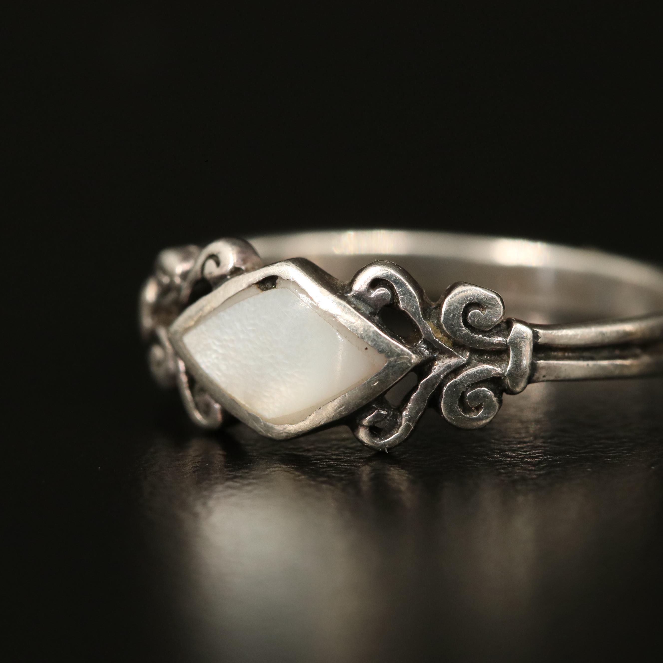 Sterling Rings with Larimar, Turquoise and Mother of Pearl