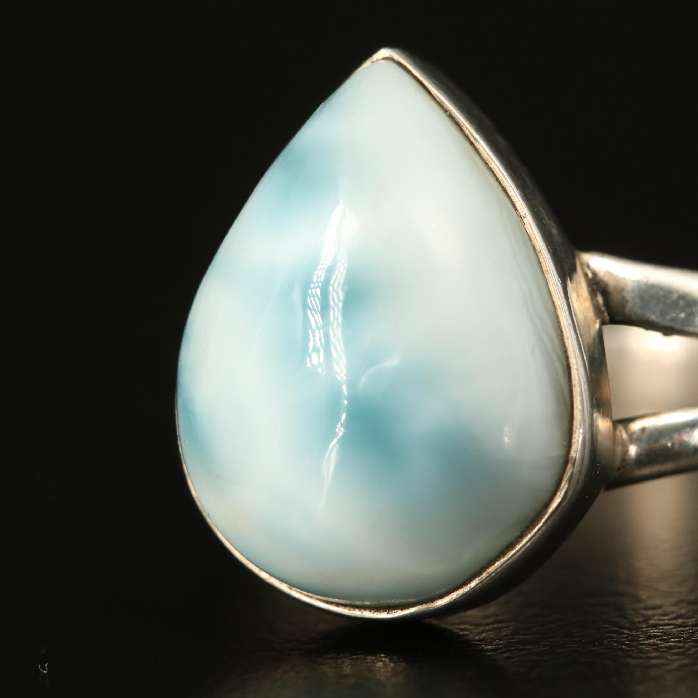 Sterling Rings with Larimar, Turquoise and Mother of Pearl
