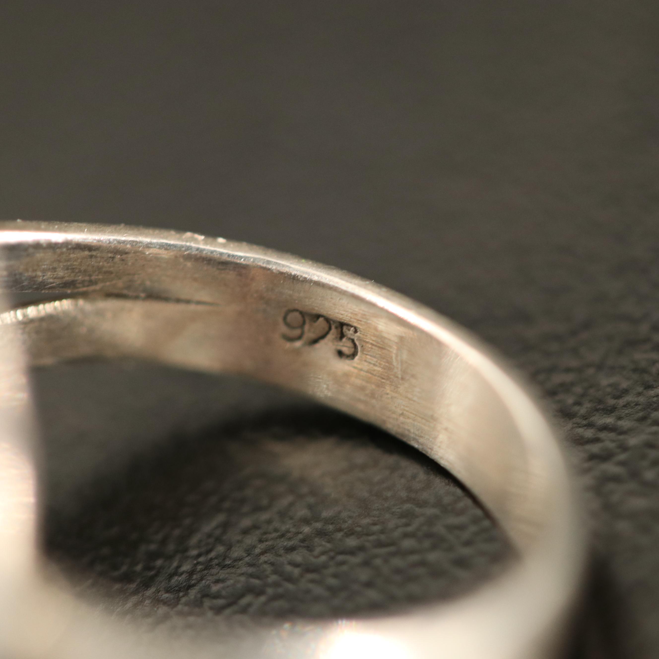 Sterling Rings with Larimar, Turquoise and Mother of Pearl