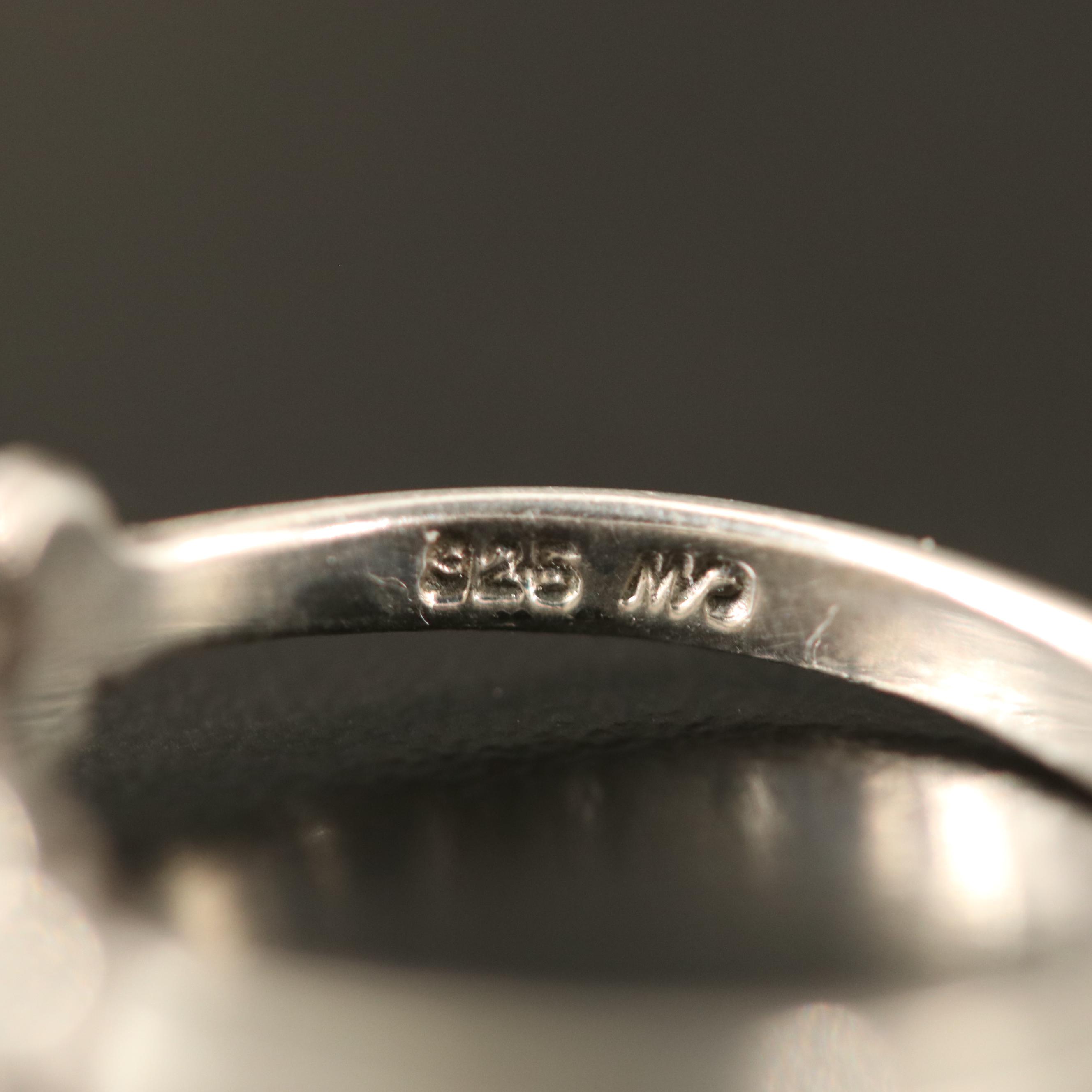 Sterling Rings with Larimar, Turquoise and Mother of Pearl