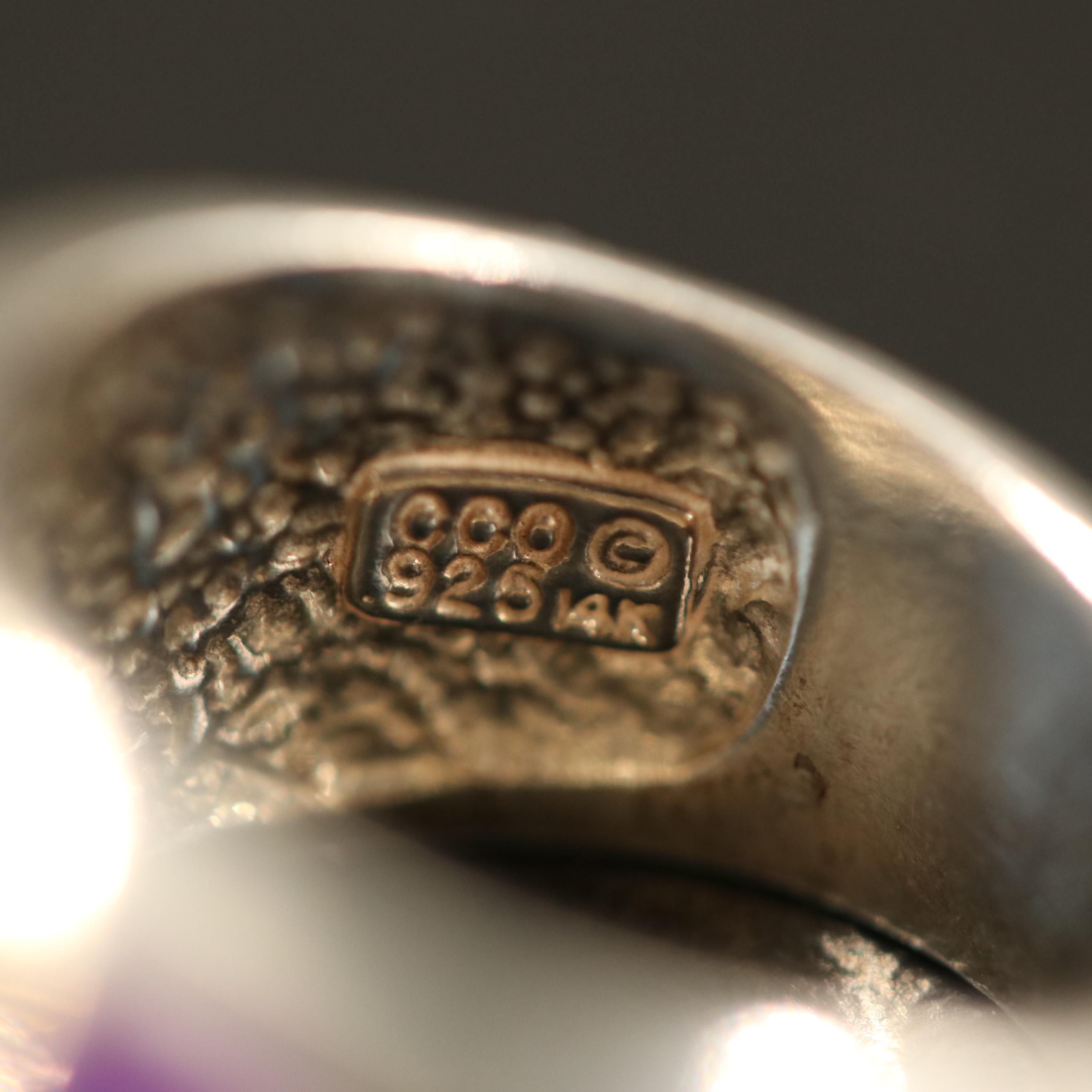 Sterling Rings with Larimar, Turquoise and Mother of Pearl