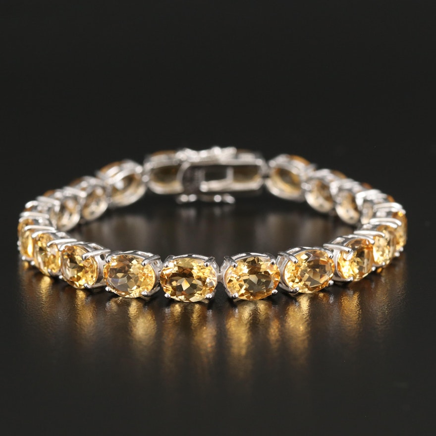 Sterling Citrine Line Bracelet