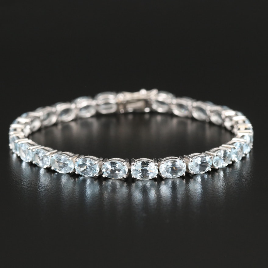 Sterling Aquamarine Line Bracelet