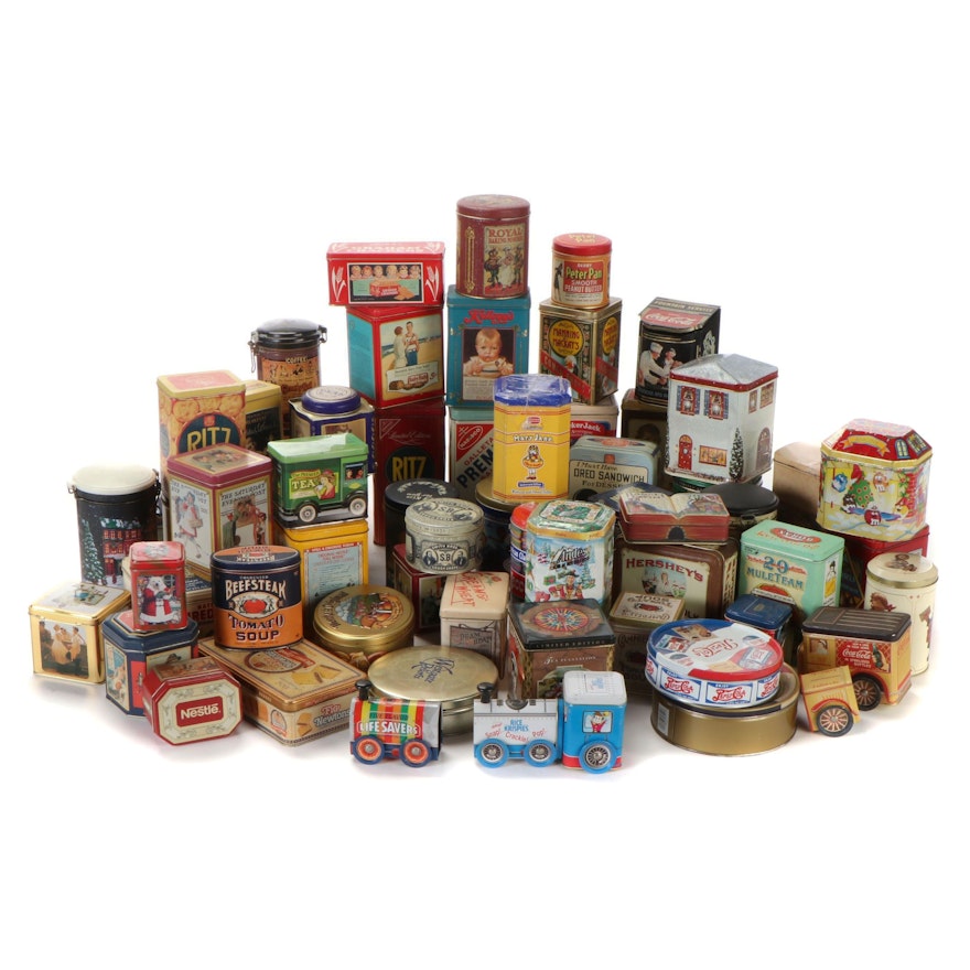 Reproduction Branded Biscuit and Other Food Tins, Mid to Late 20th Century