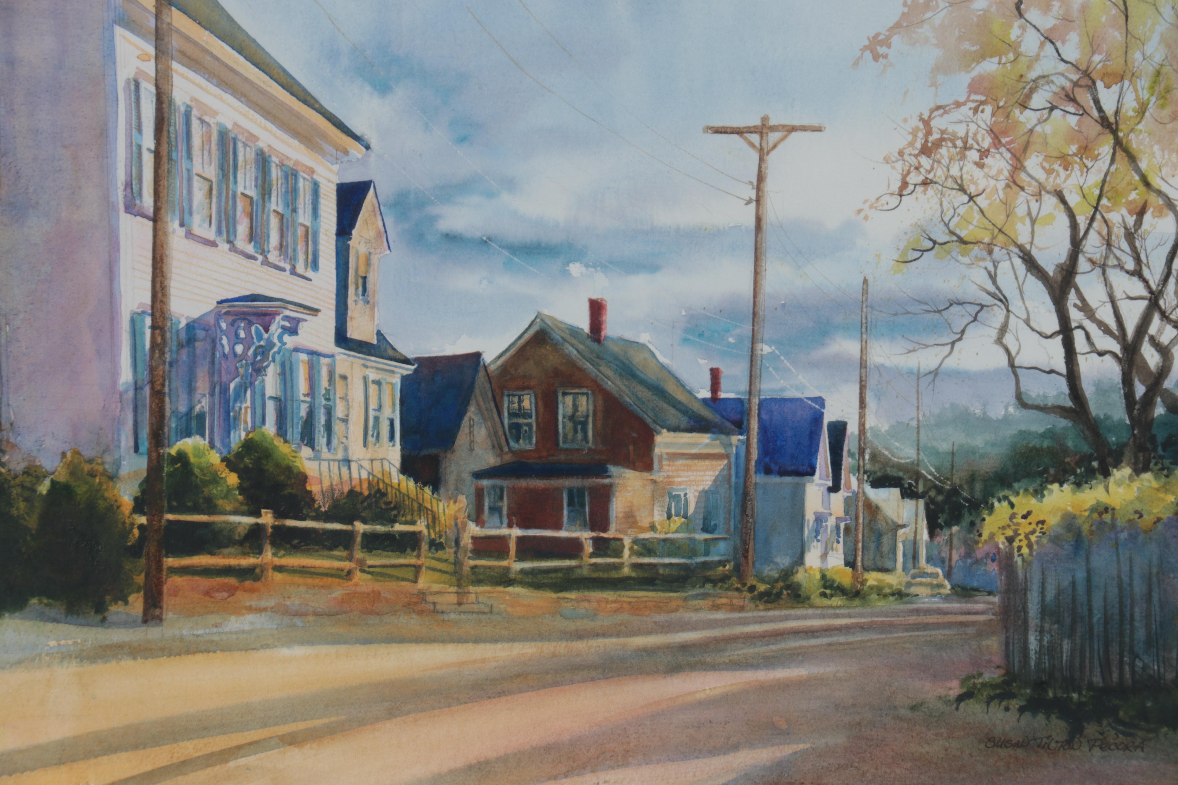 Susan Tilton Pecora Watercolor Painting "Monument Hill, P-Town"