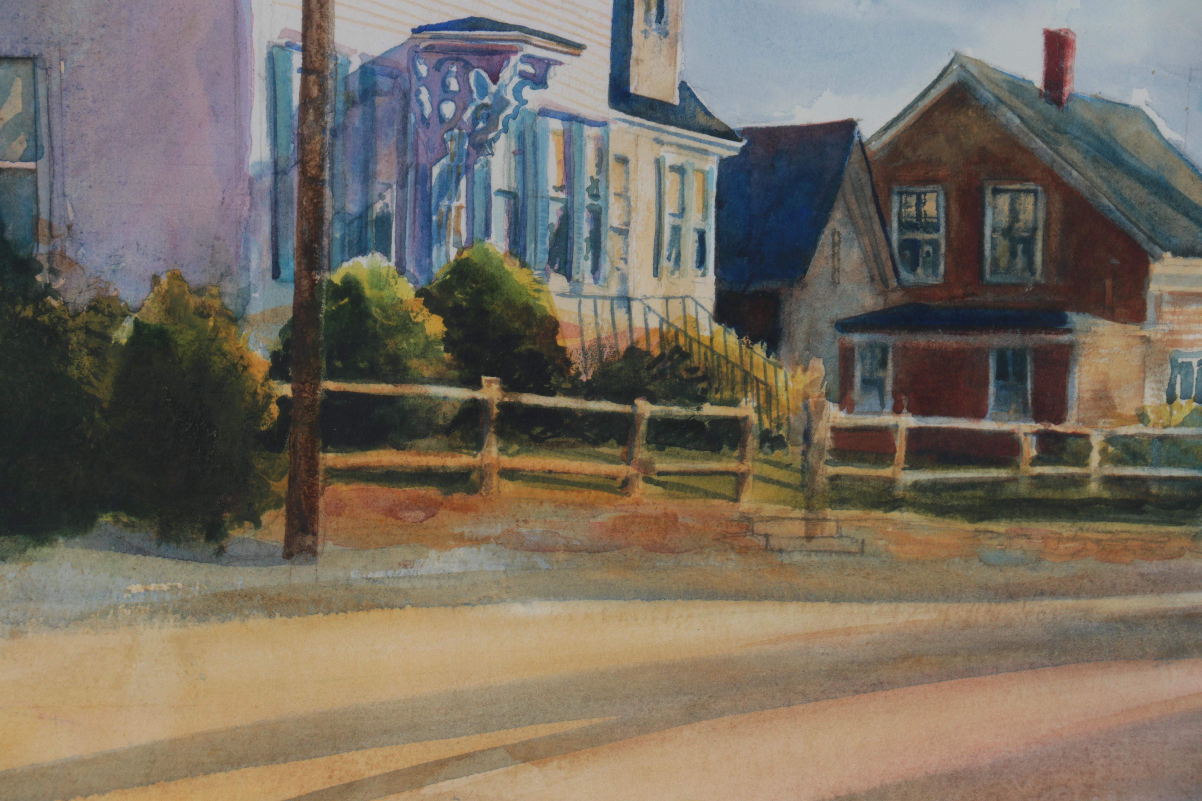 Susan Tilton Pecora Watercolor Painting "Monument Hill, P-Town"
