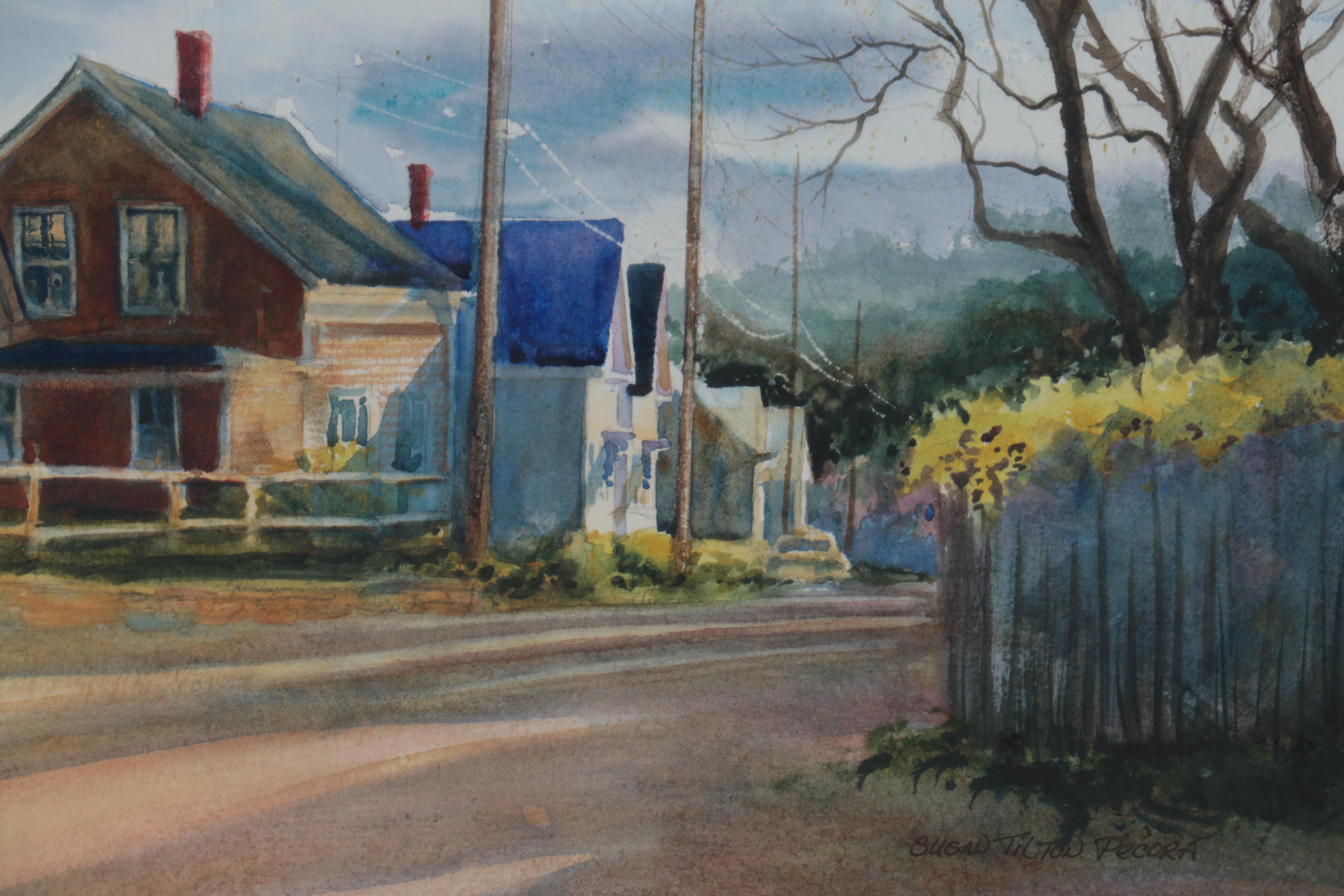 Susan Tilton Pecora Watercolor Painting "Monument Hill, P-Town"