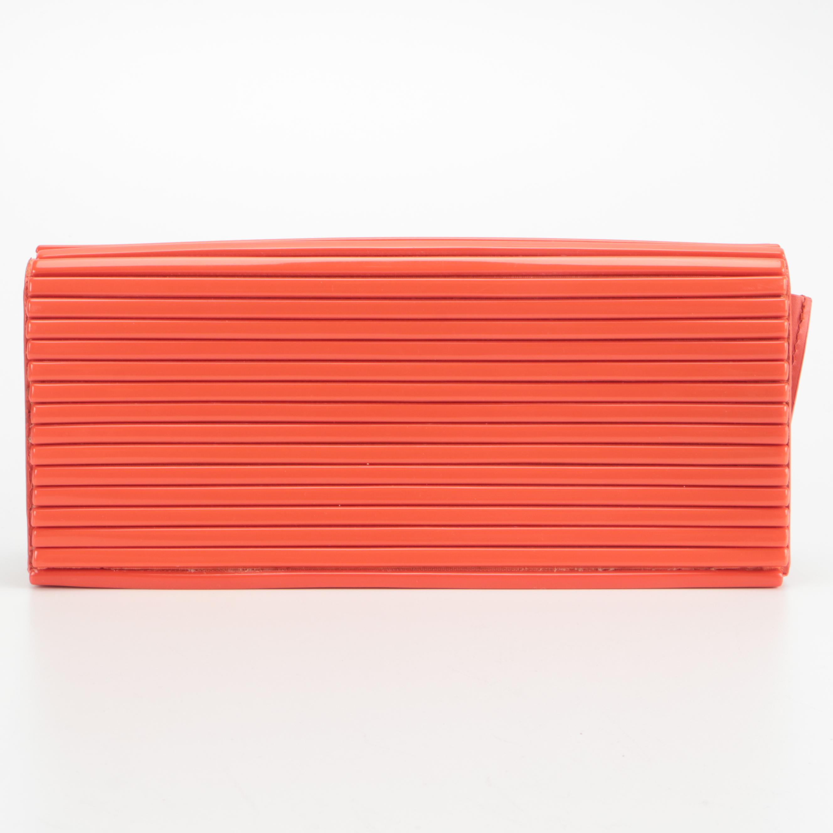 Tory Burch Orange Ribbed Clutch