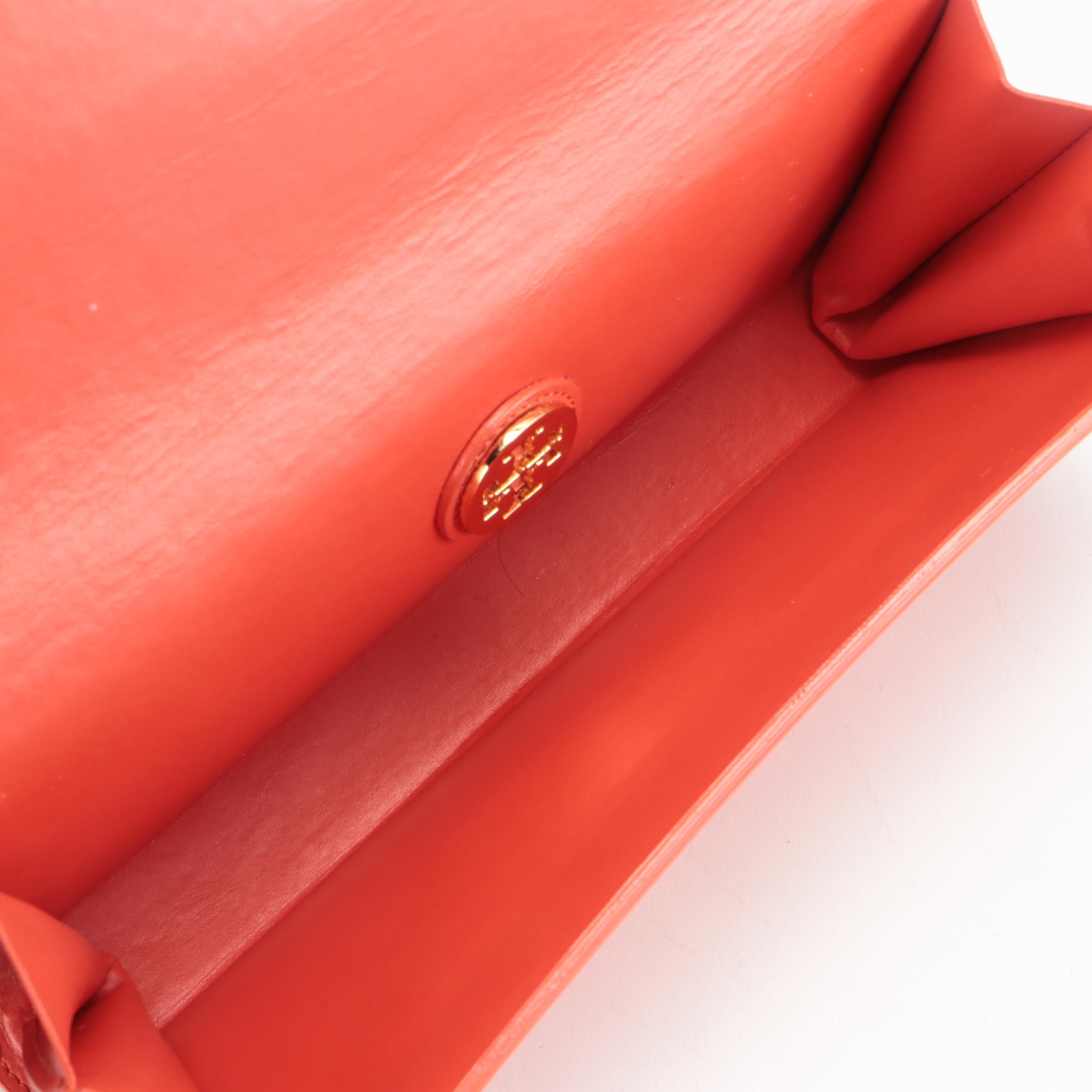 Tory Burch Orange Ribbed Clutch