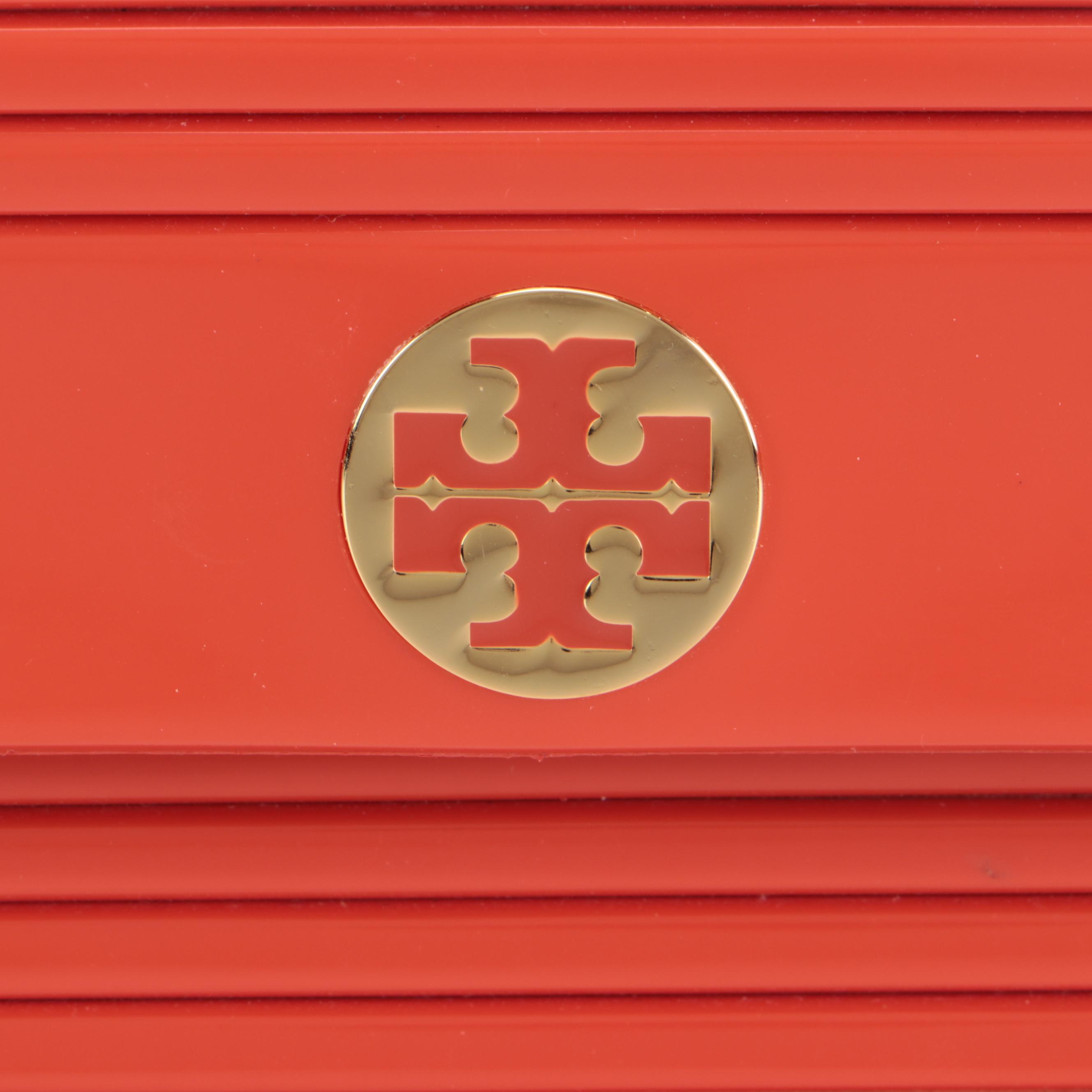 Tory Burch Orange Ribbed Clutch