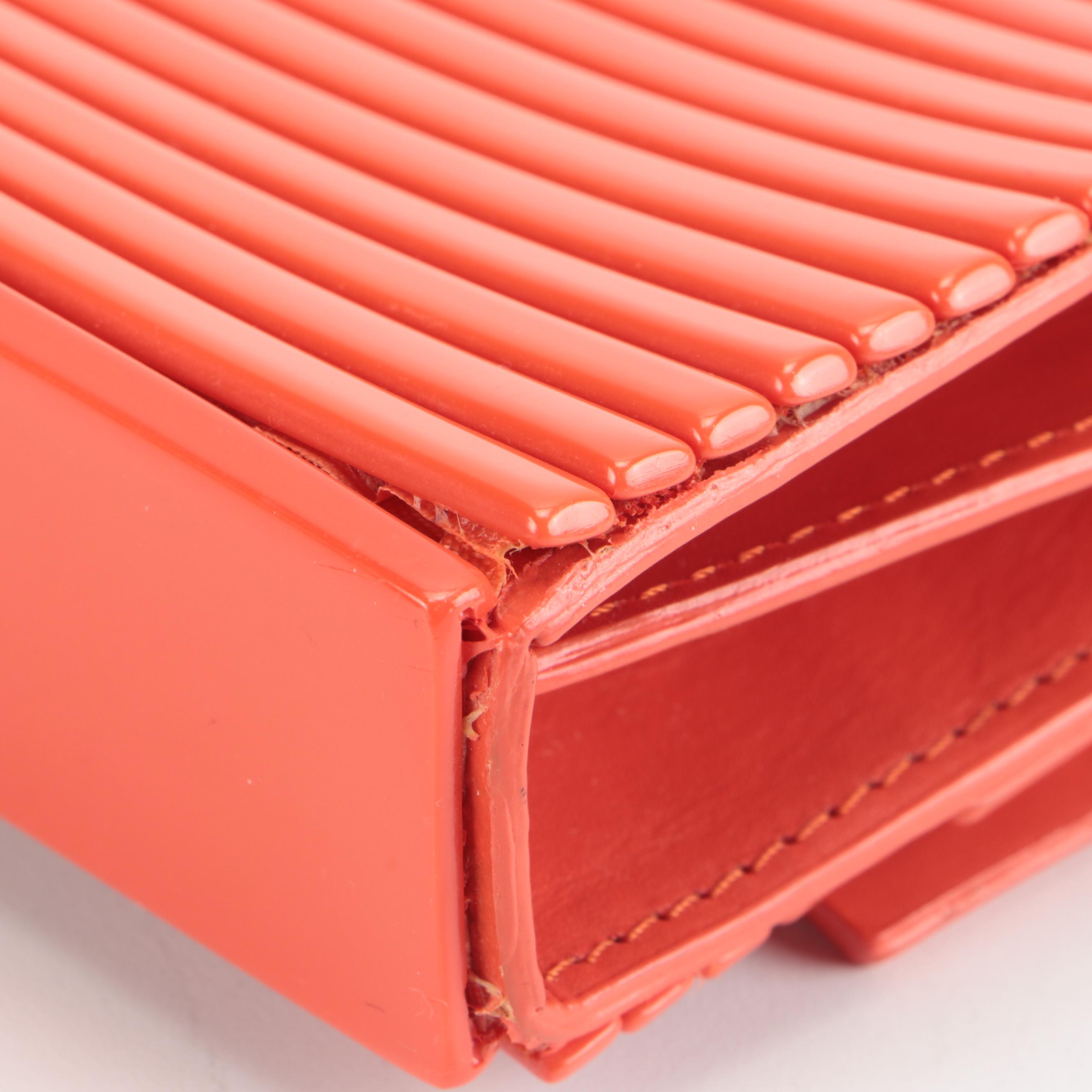 Tory Burch Orange Ribbed Clutch