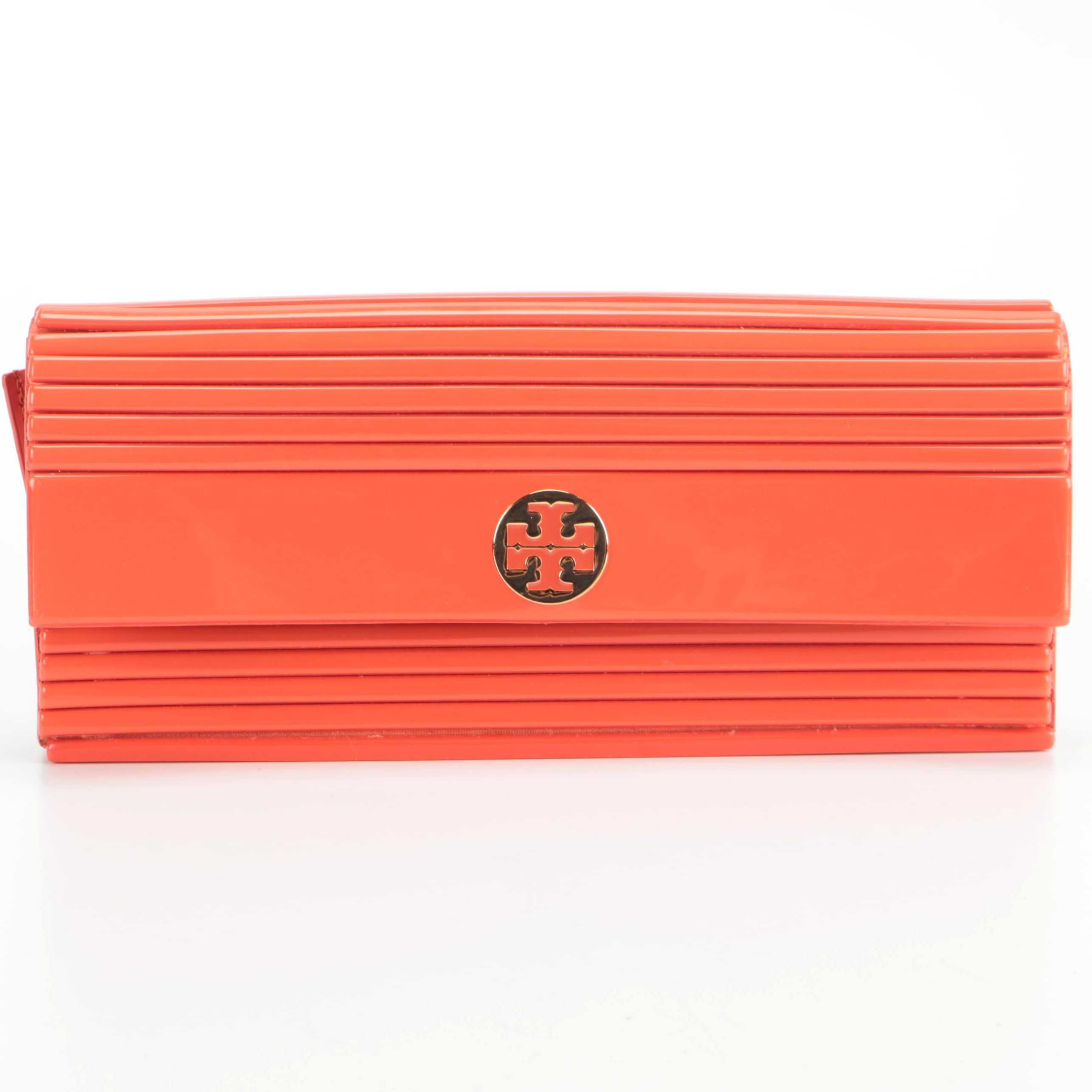 Tory Burch Orange Ribbed Clutch
