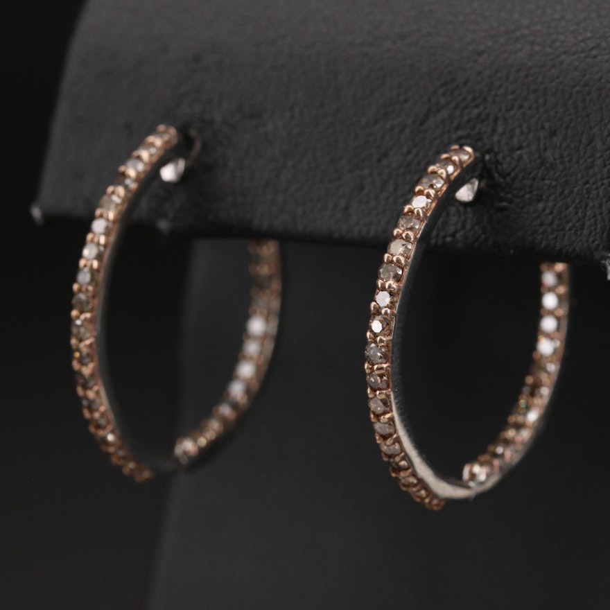 Sterling 2.00 CTW Diamond Inside-Out Hoop Earrings