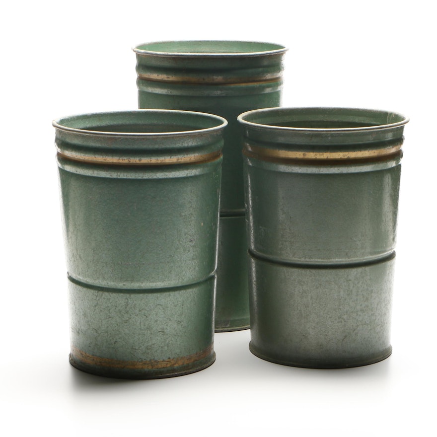 Painted Galvanized Metal Floral Buckets, Contemporary