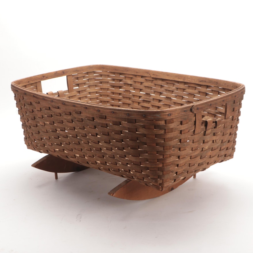 Woven Oak Splint Handmade Bassinet Rocker