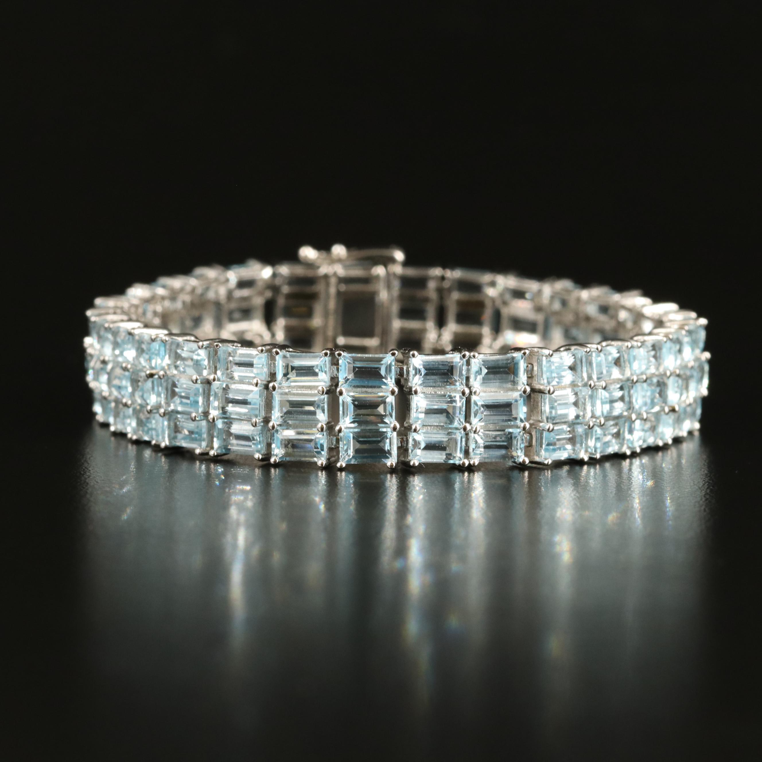 Sterling Sky Blue Topaz Multi-Row Bracelet
