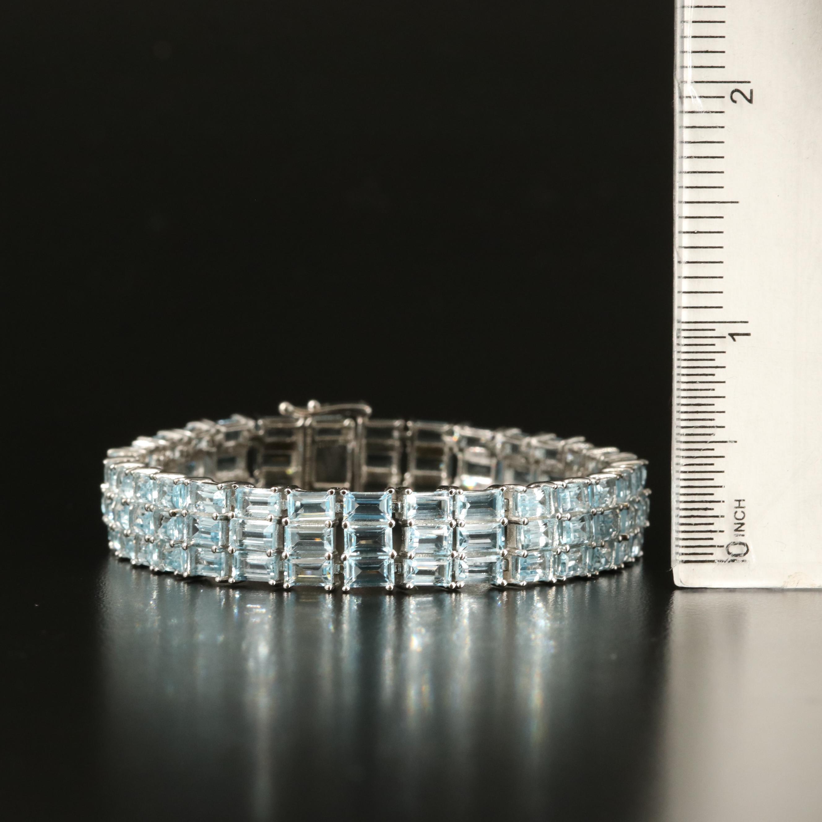 Sterling Sky Blue Topaz Multi-Row Bracelet