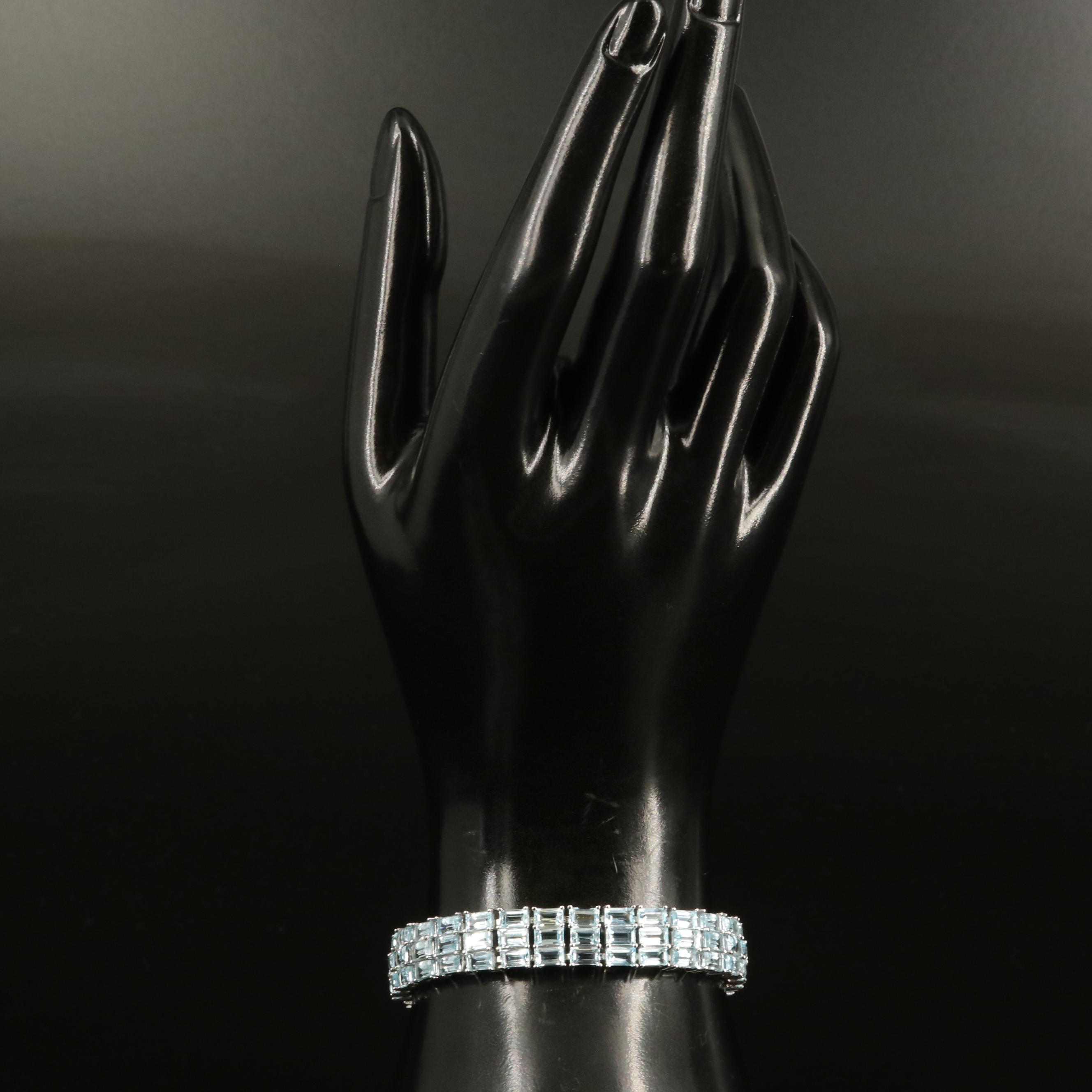 Sterling Sky Blue Topaz Multi-Row Bracelet